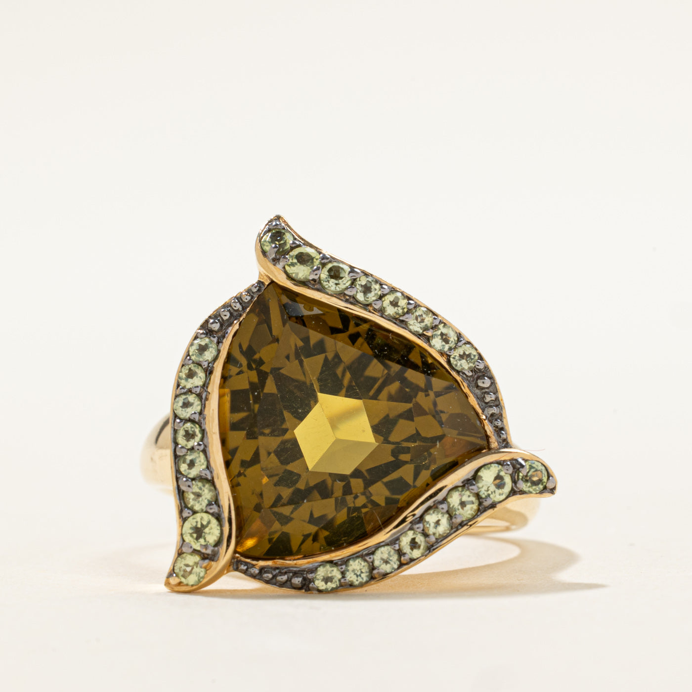 Lemon & Green Quartz Cocktail Ring | 9.30ctw | SZ 10 |