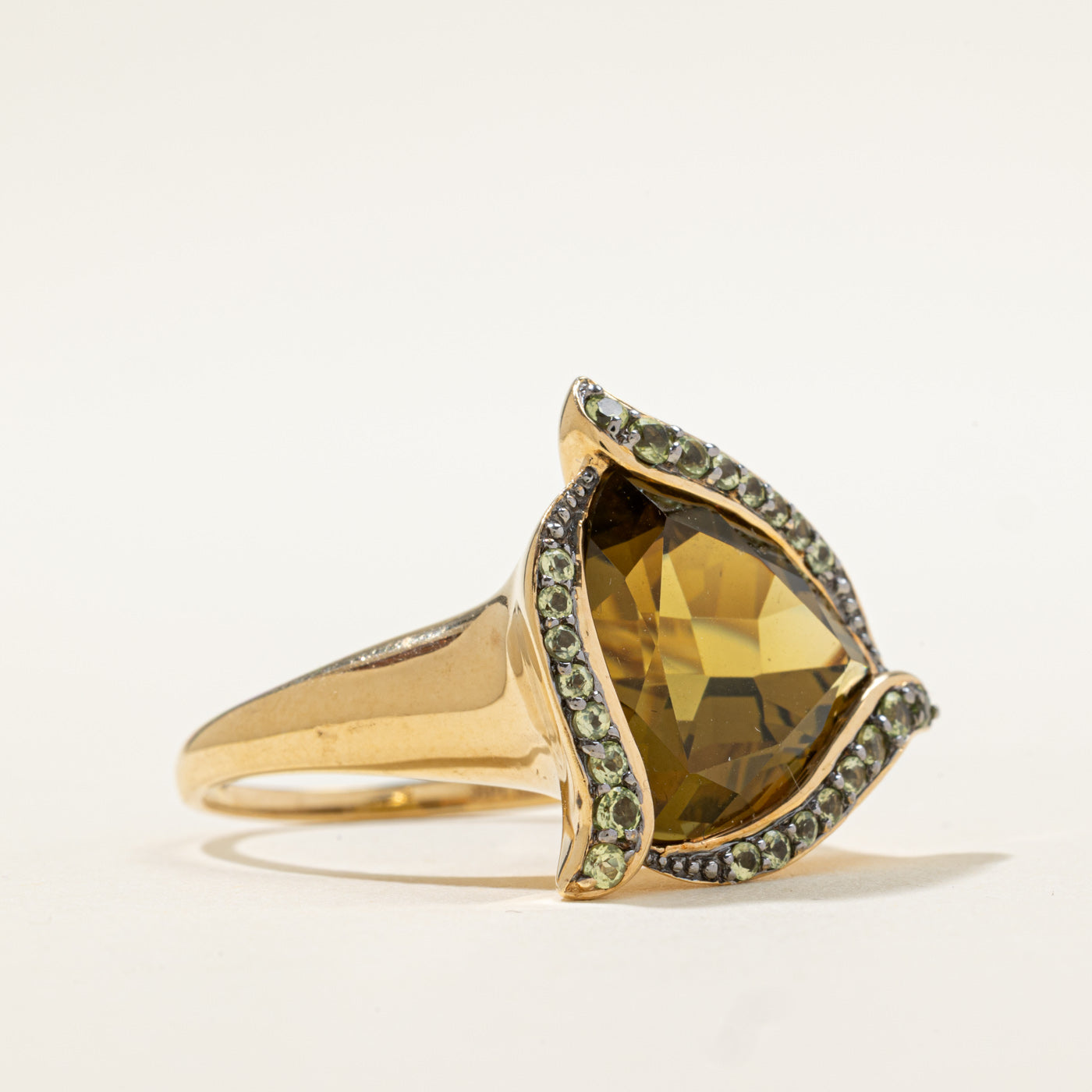Lemon & Green Quartz Cocktail Ring | 9.30ctw | SZ 10 |