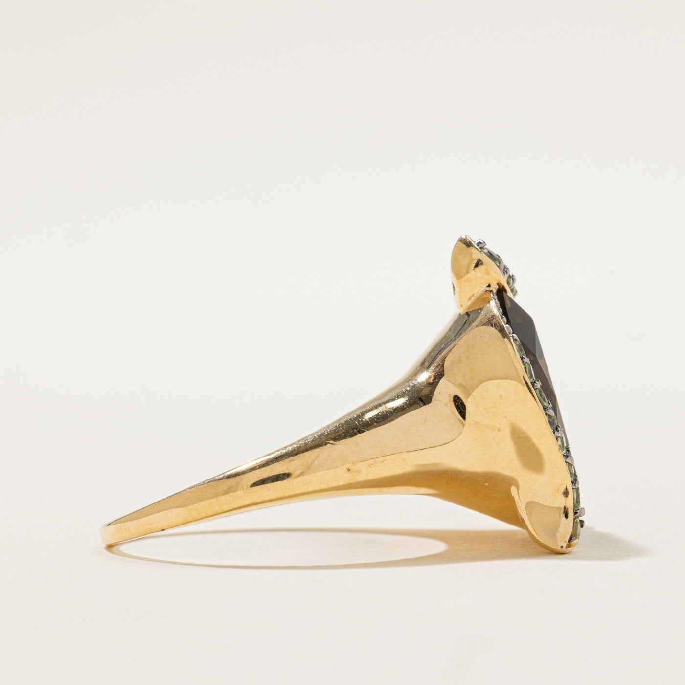 Bague cocktail en quartz citron et vert | 9,30 ct | Taille 10 |