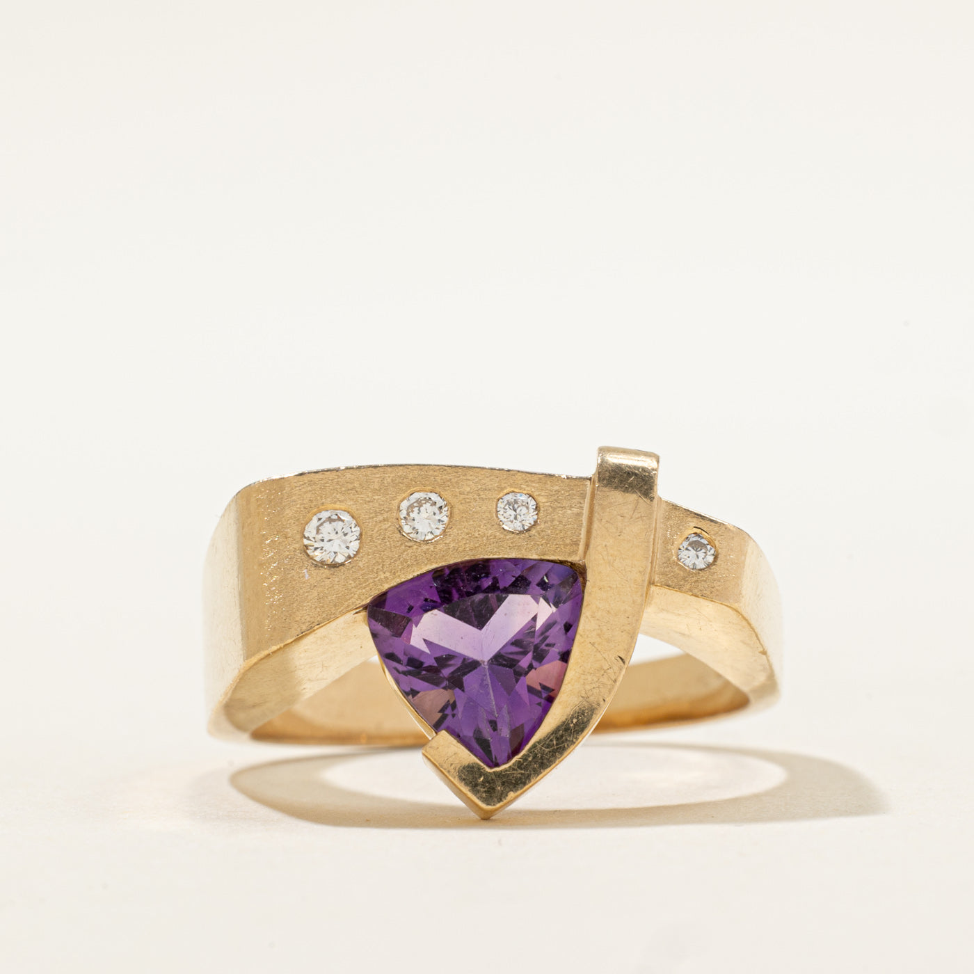 Amethyst & Diamond Abstract Ring | 1.00ct, 0.09ctw | SZ 10 |