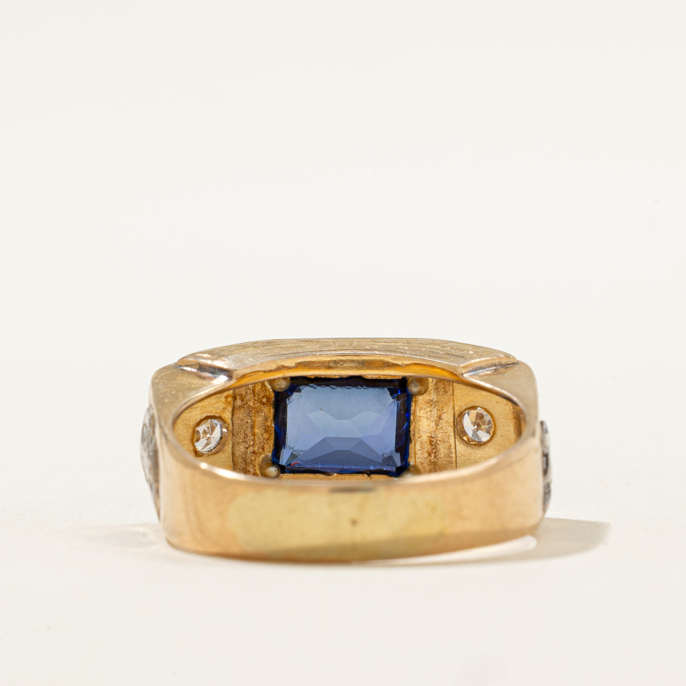 Synthetic Blue Sapphire & Diamond Ring | 2.00ct, 0.09ctw | SZ 8 |