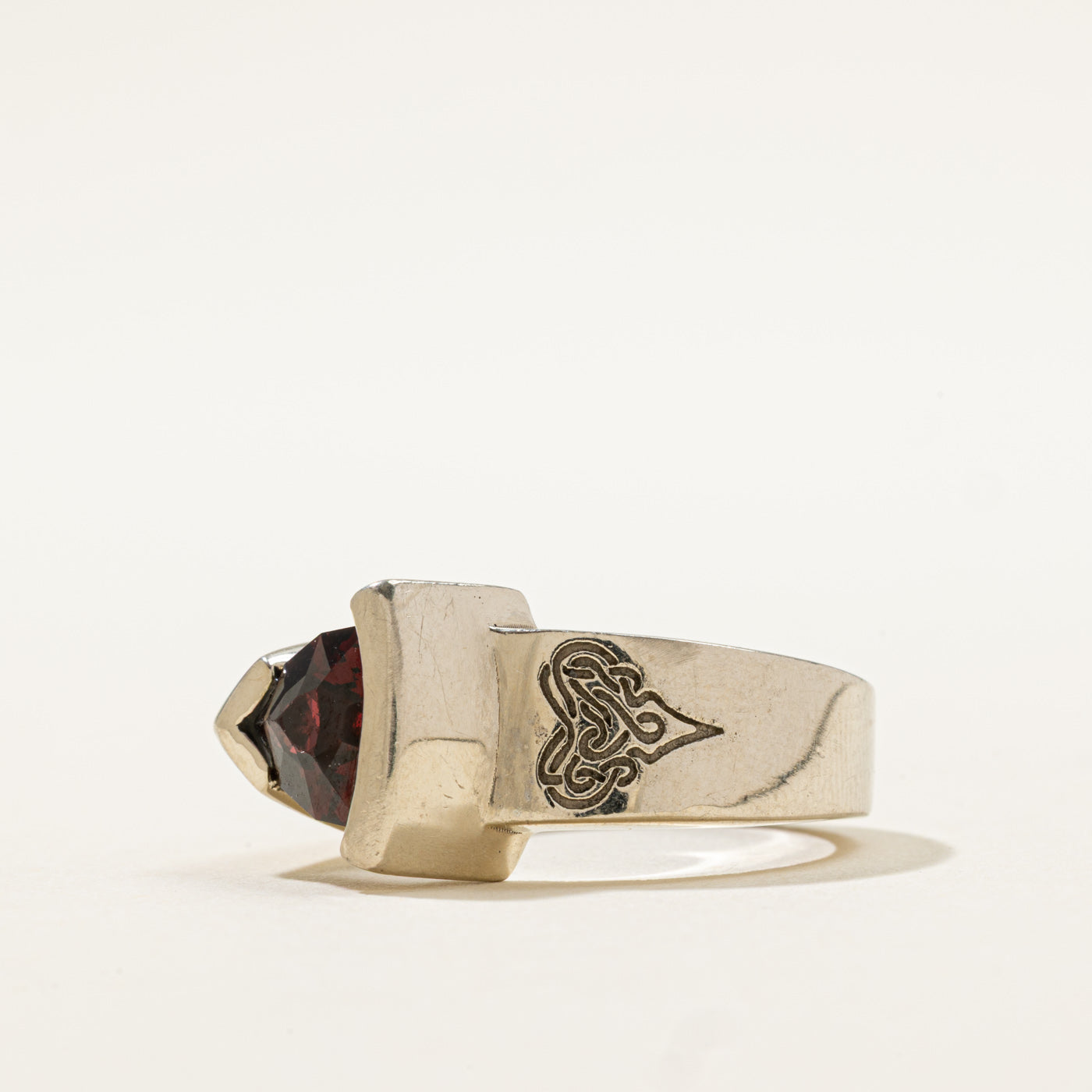 Triangle Garnet & Diamond Ring | 1.65ct, 0.14ctw | SZ 7 |