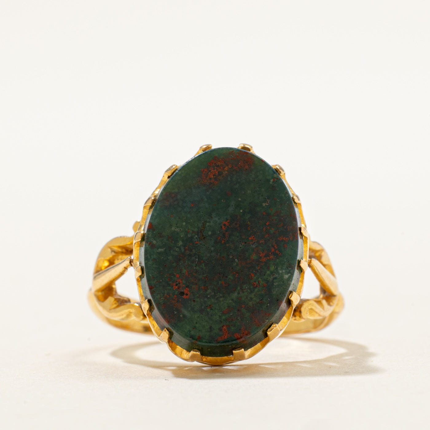 Antique Bloodstone Cocktail Ring | 4.00 ct | SZ 4.5 |