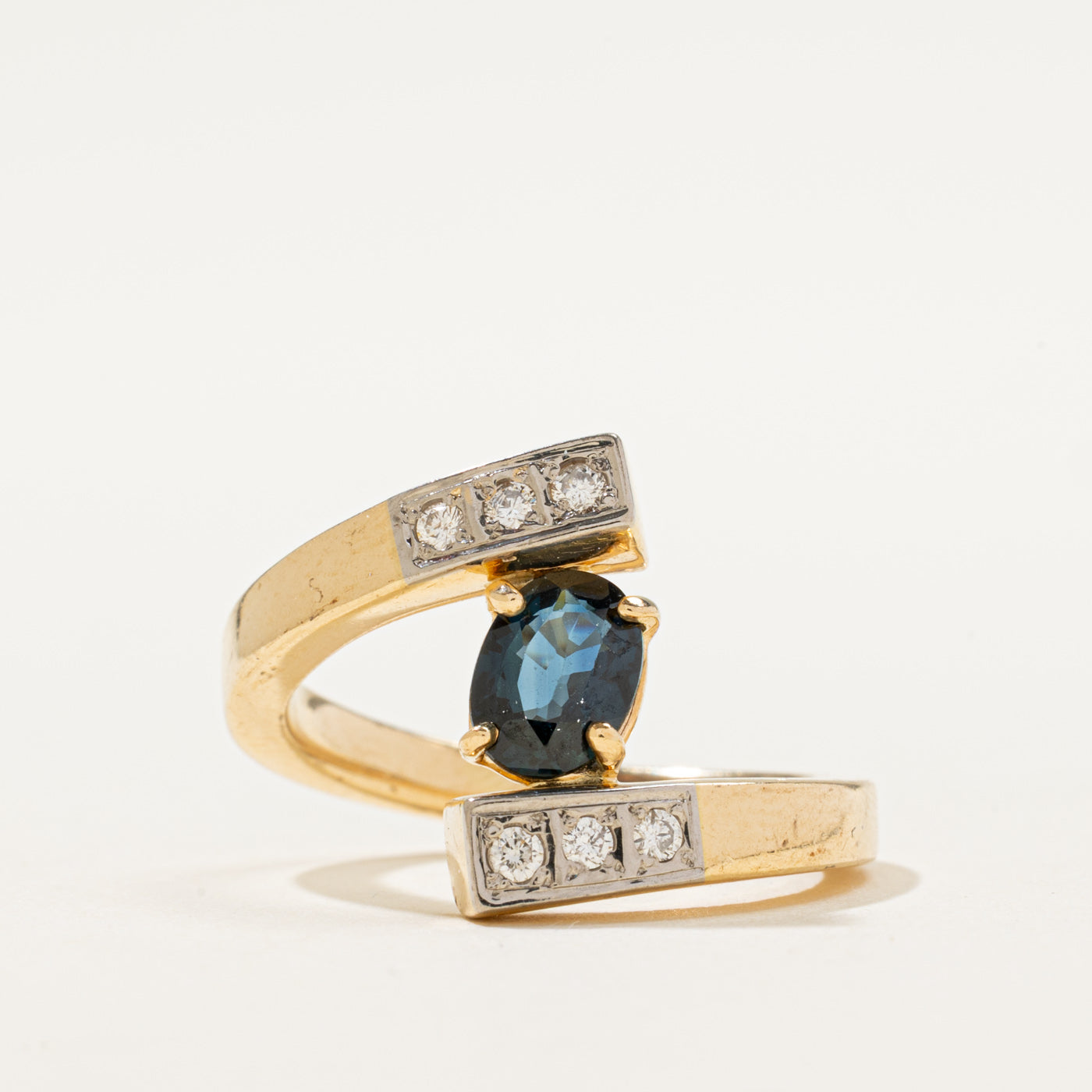 Diamond & Sapphire Bypass Ring | 0.12ctw, 1.00ct | SZ 6.5 |