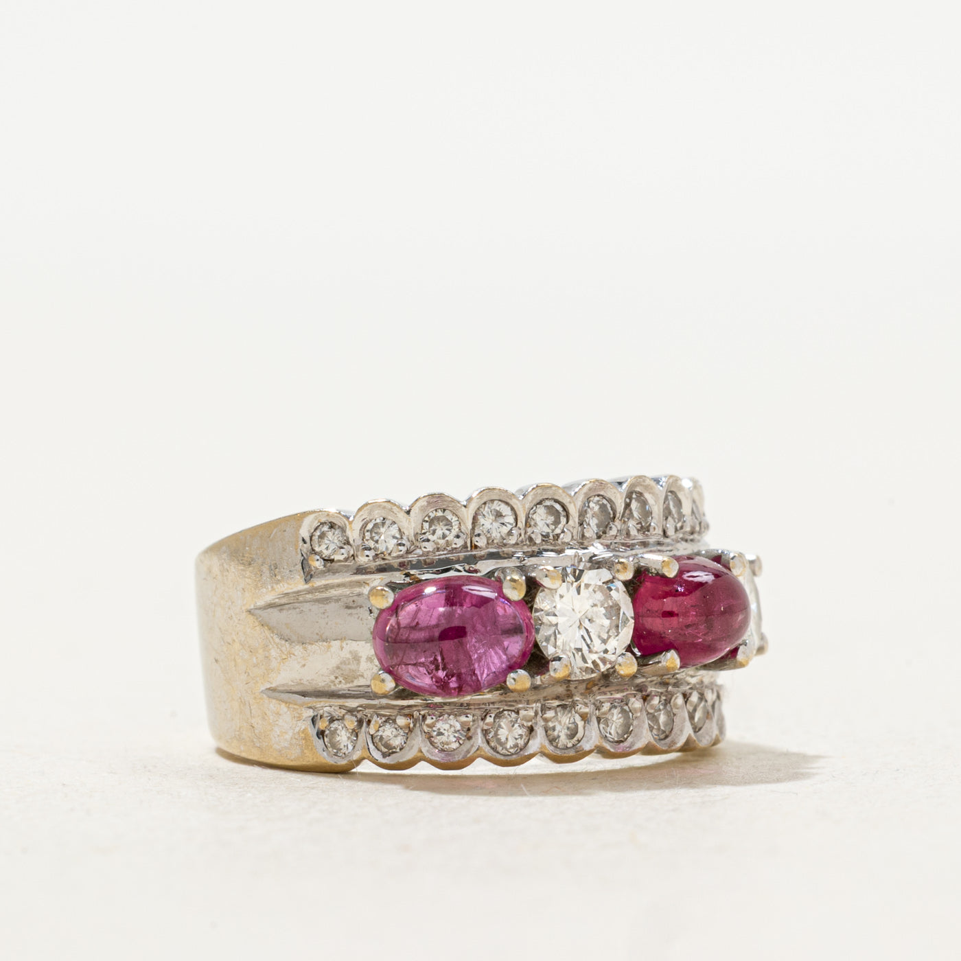 Cabochon Ruby & Diamond Ring | 0.68ctw, 1.00ctw | SZ 4.25 |