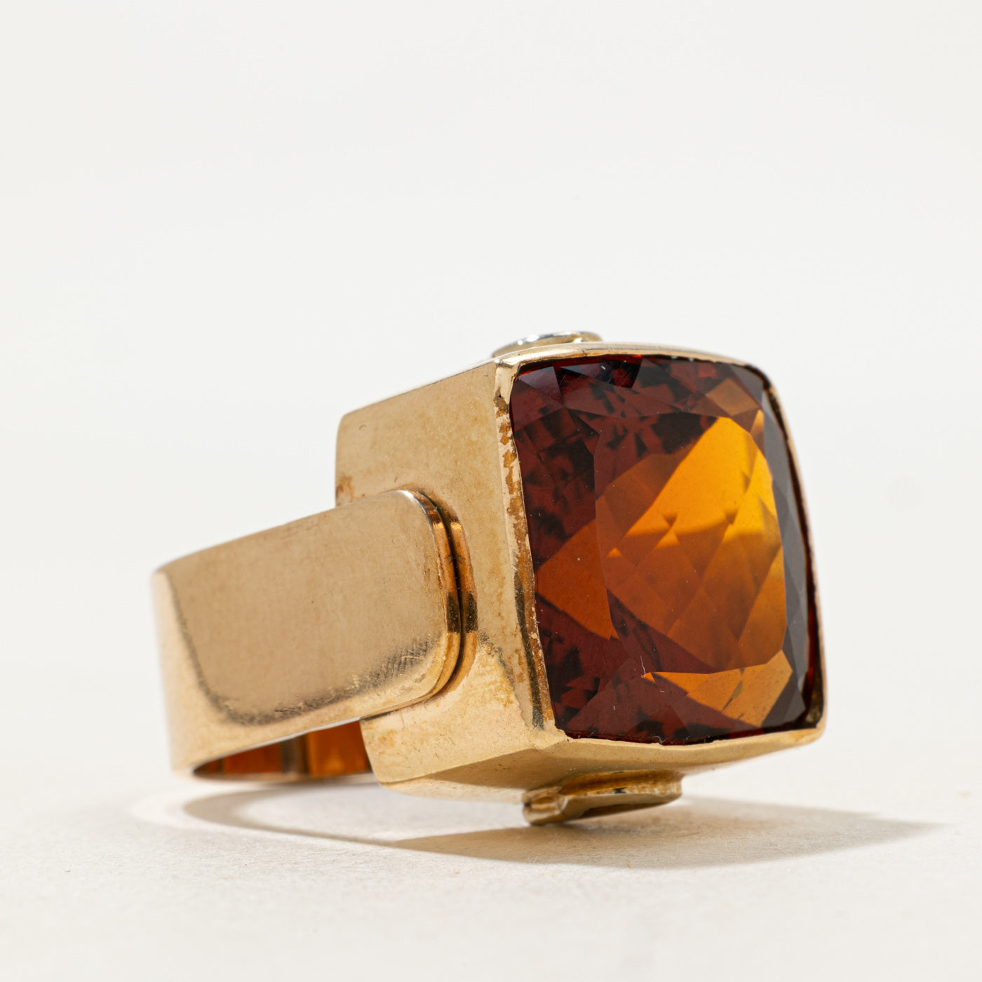 Citrine & Diamond Cocktail Ring | 24.00ct, 0.17ct | SZ 8.5 |