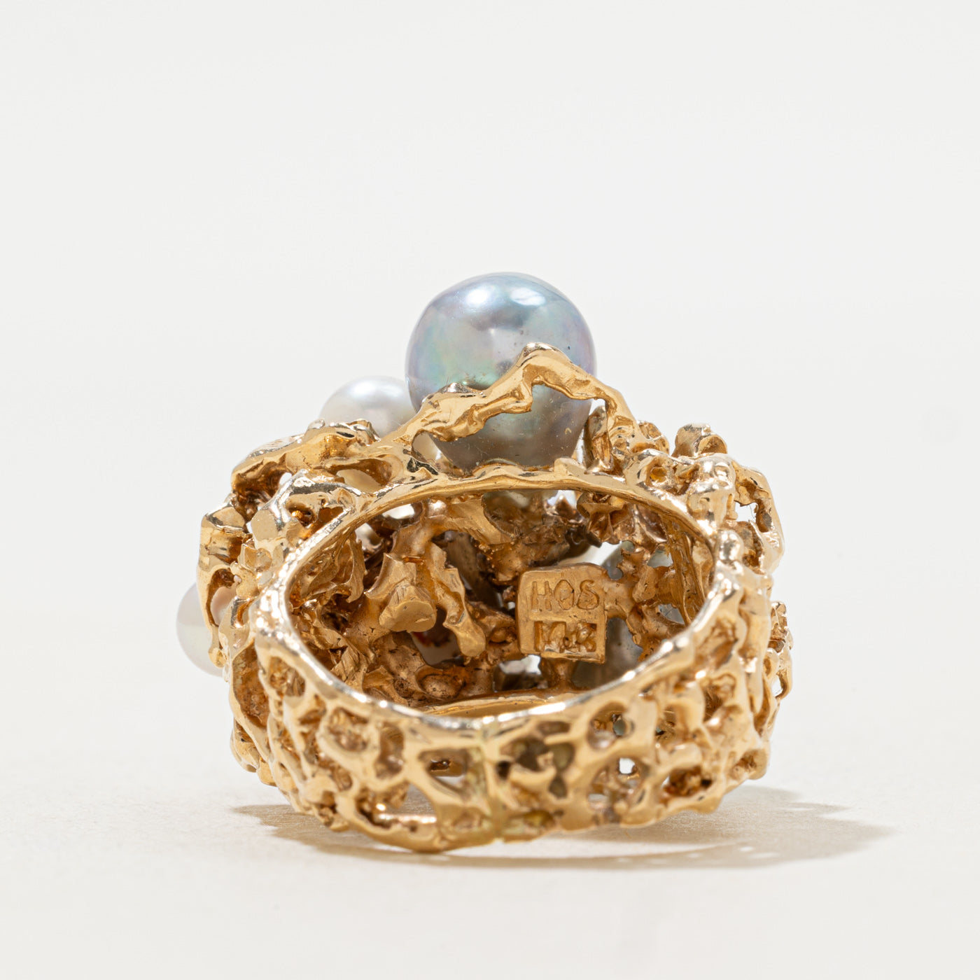 Star Sapphire & Pearl Textured Cocktail Ring | 4ctw | SZ 4.5 |