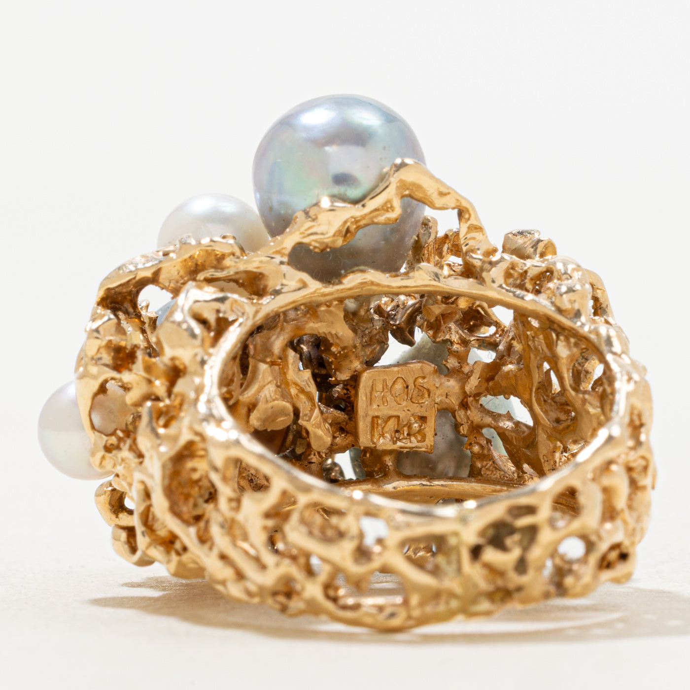 Star Sapphire & Pearl Textured Cocktail Ring | 4ctw | SZ 4.5 |