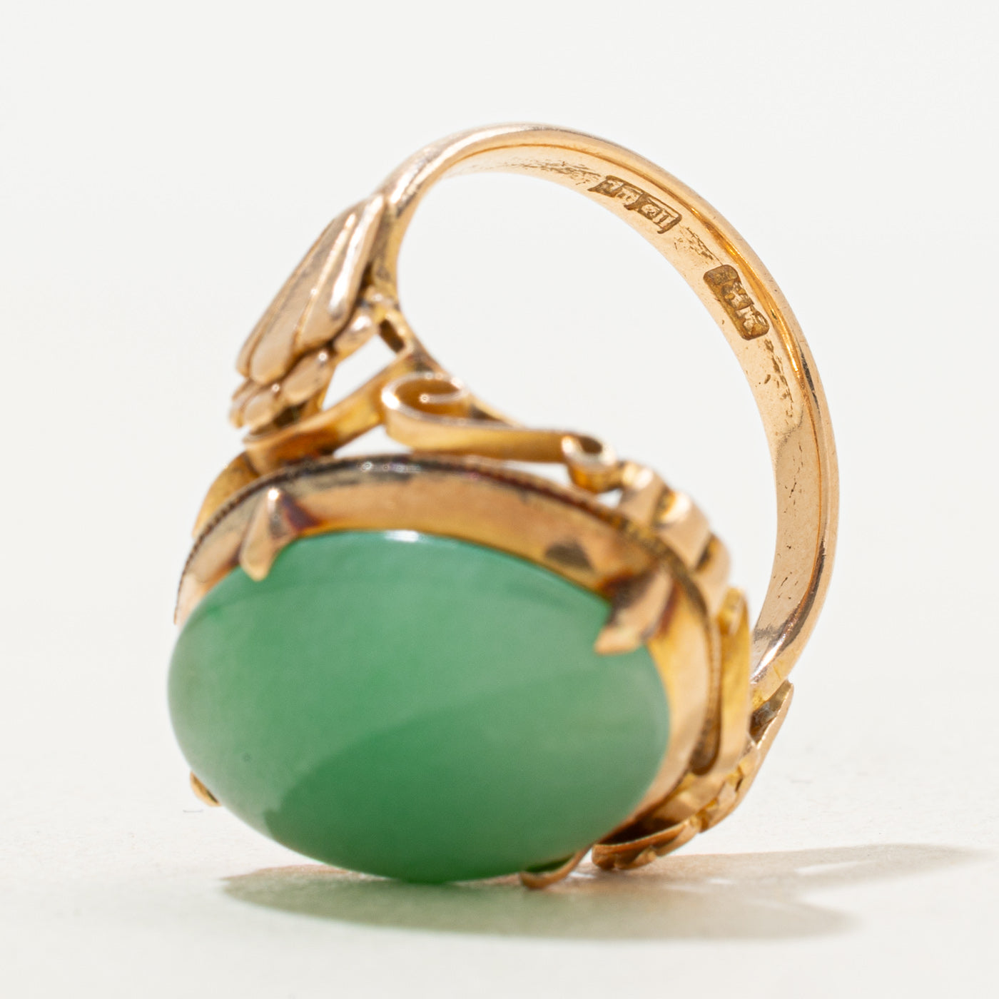 Mid Century Jadeite Cabochon Ring | 6.00ct | SZ 4.5 |
