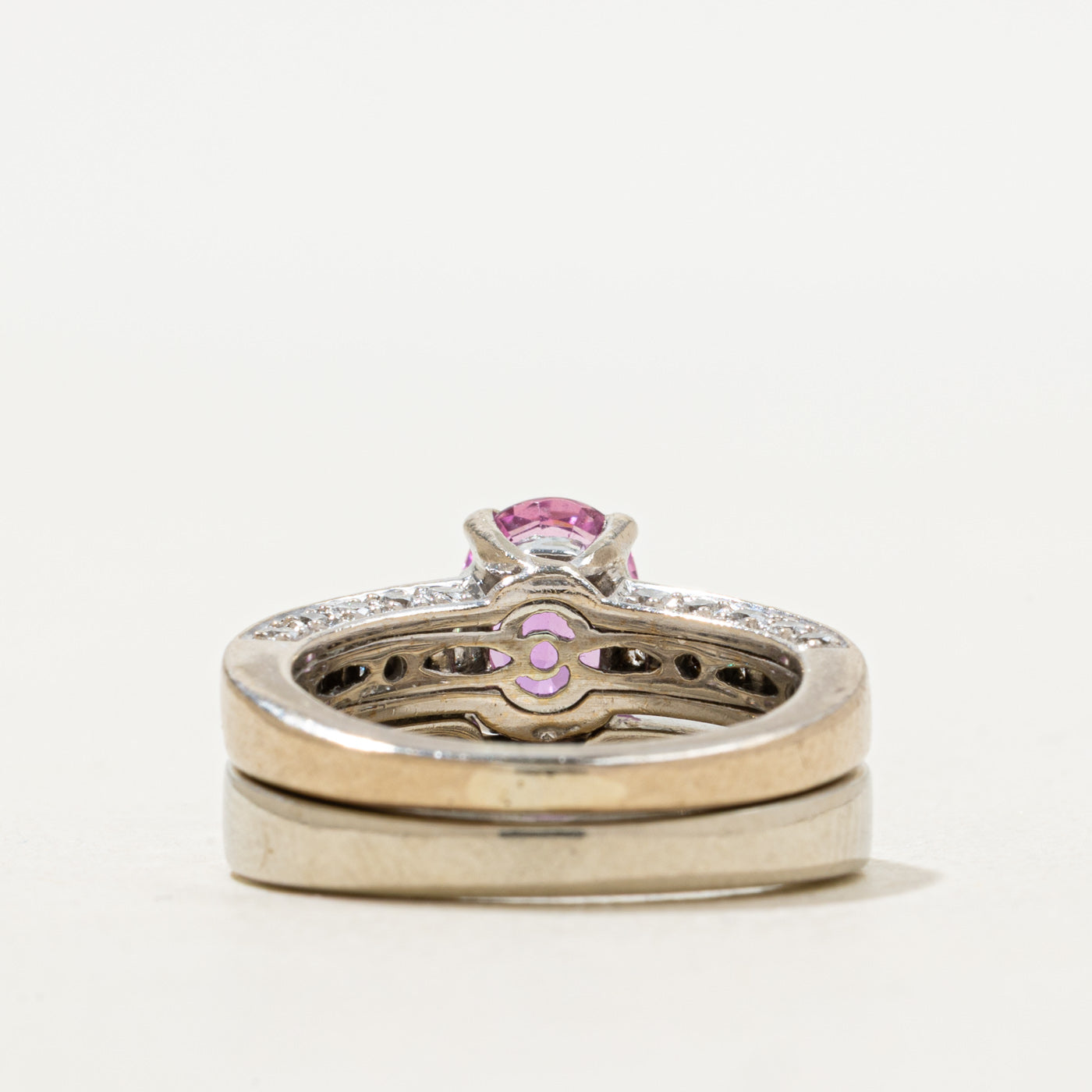 Pink Sapphire & Diamond Wedding Set | 1.70ct | 1.95ctw | SZ 4 |