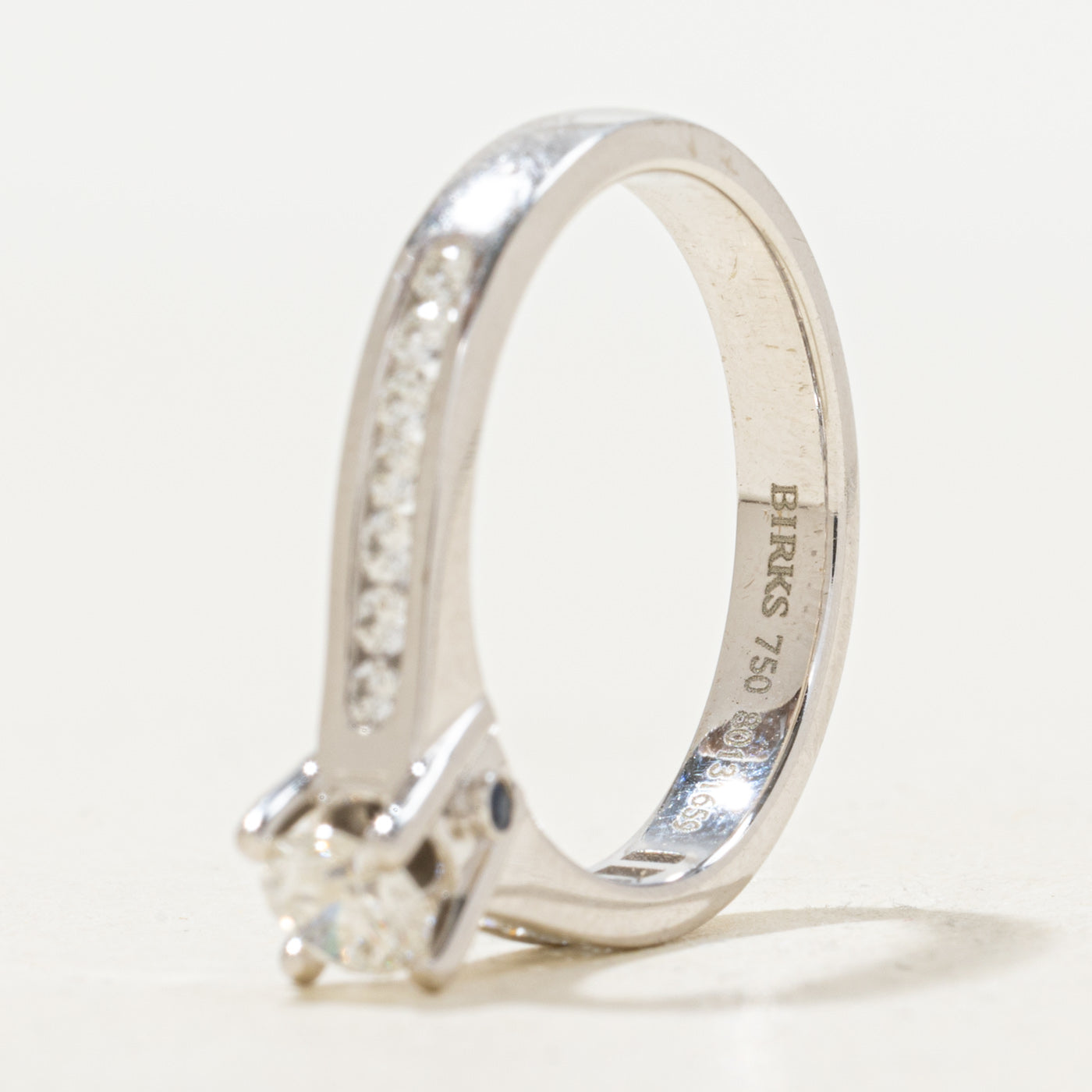 Bague de fiançailles « Birks » en diamant et saphir | 0,60 ct | Taille 7 |