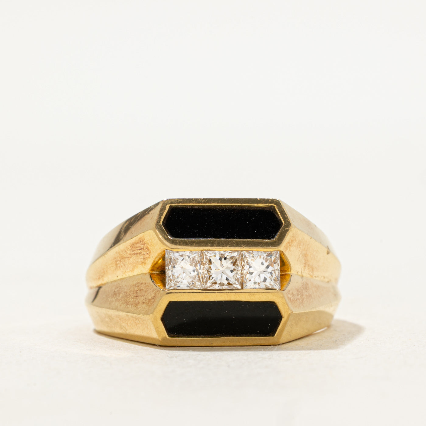 Diamond & Black Onyx Inlay 18k Ring | 0.66ctw, 1.6ctw | SZ 10.25 |