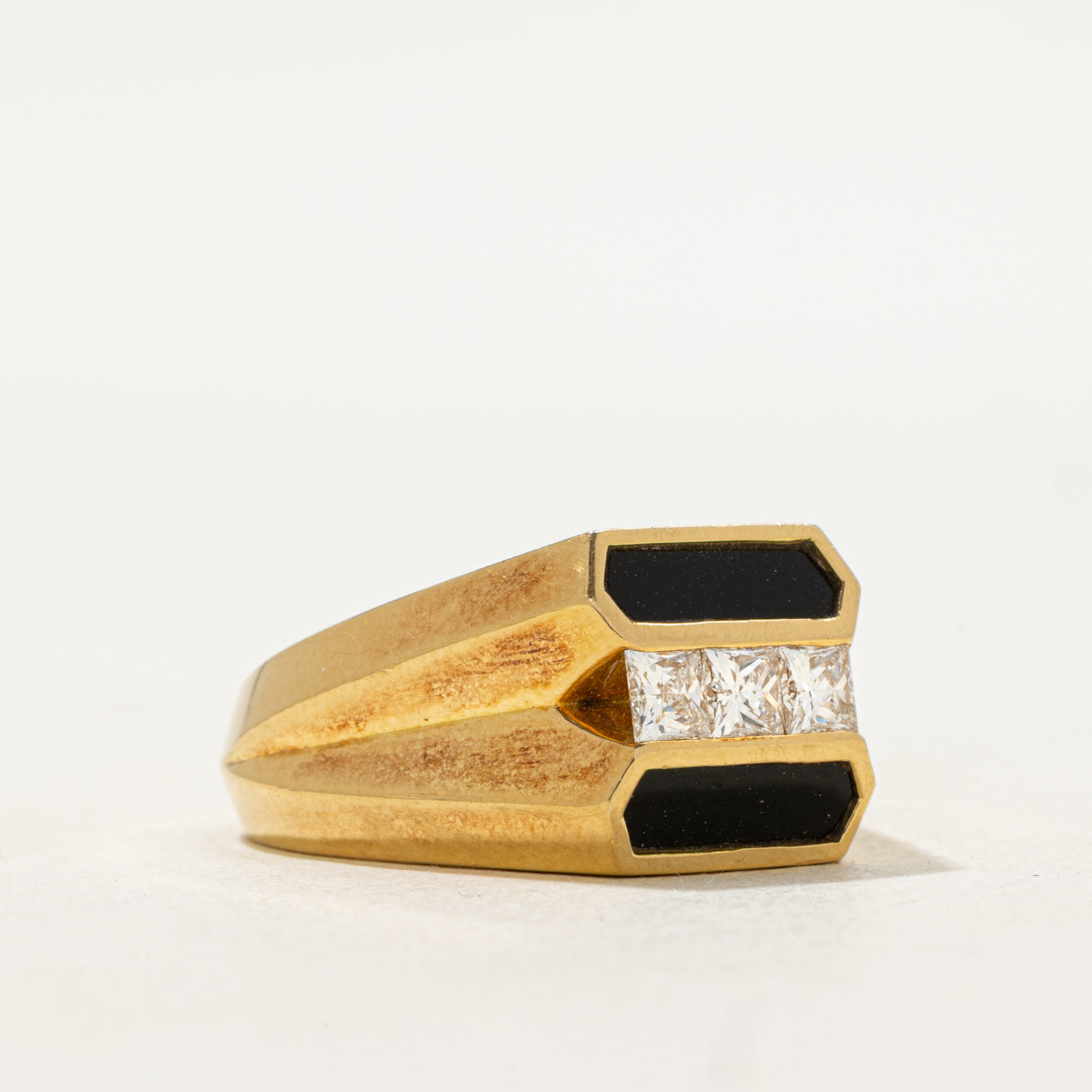 Diamond & Black Onyx Inlay 18k Ring | 0.66ctw, 1.6ctw | SZ 10.25 |