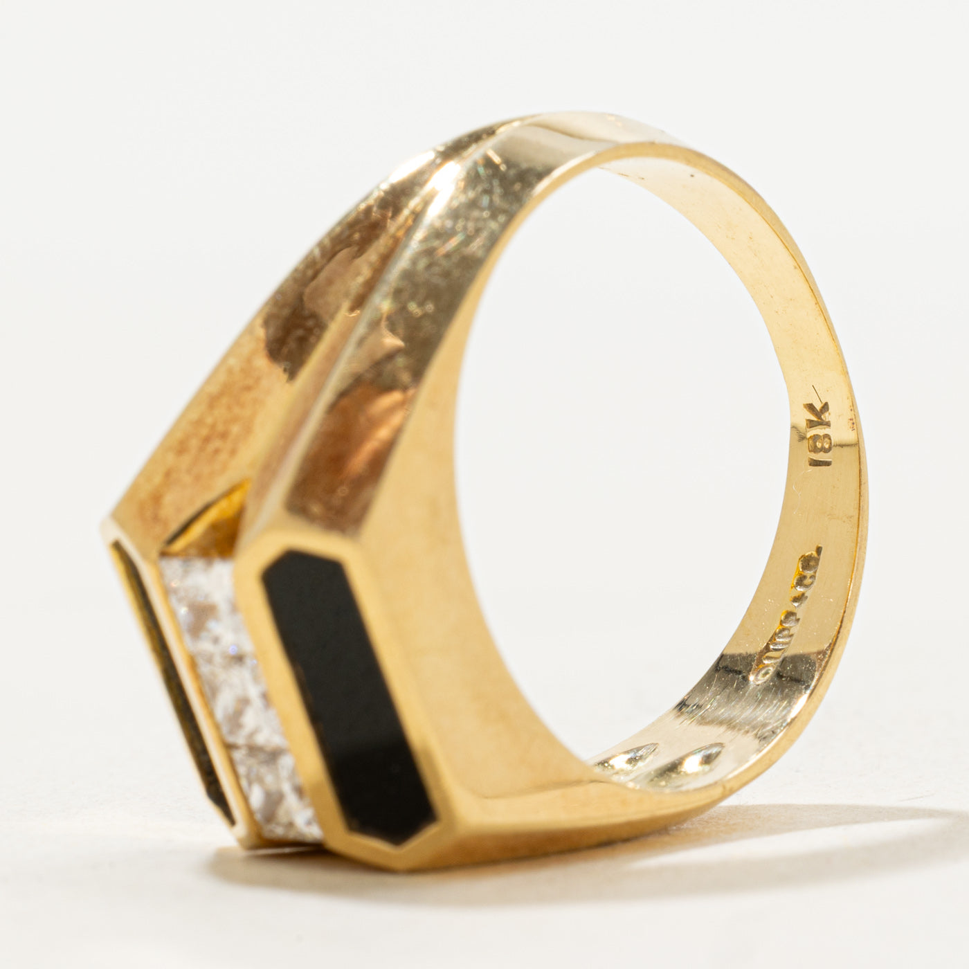 Diamond & Black Onyx Inlay 18k Ring | 0.66ctw, 1.6ctw | SZ 10.25 |
