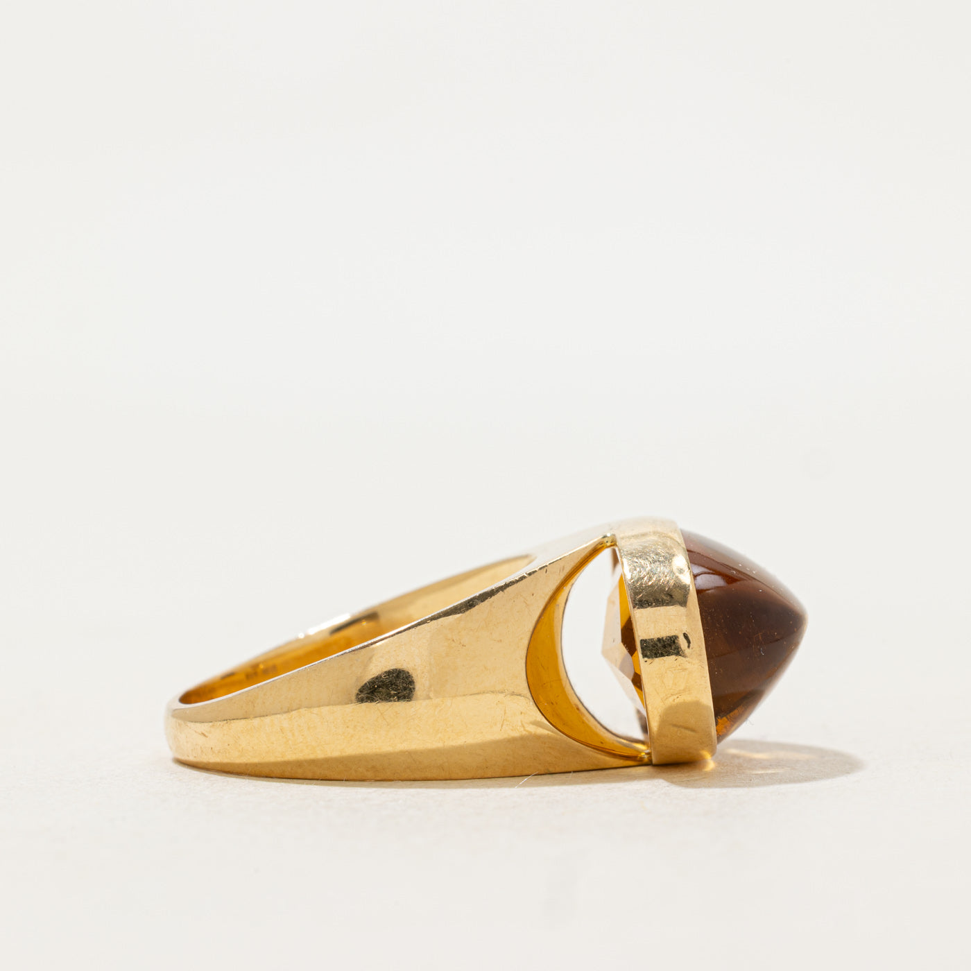 18k Cabochon Citrine Cocktail Ring | 15.00ct | SZ 7 |