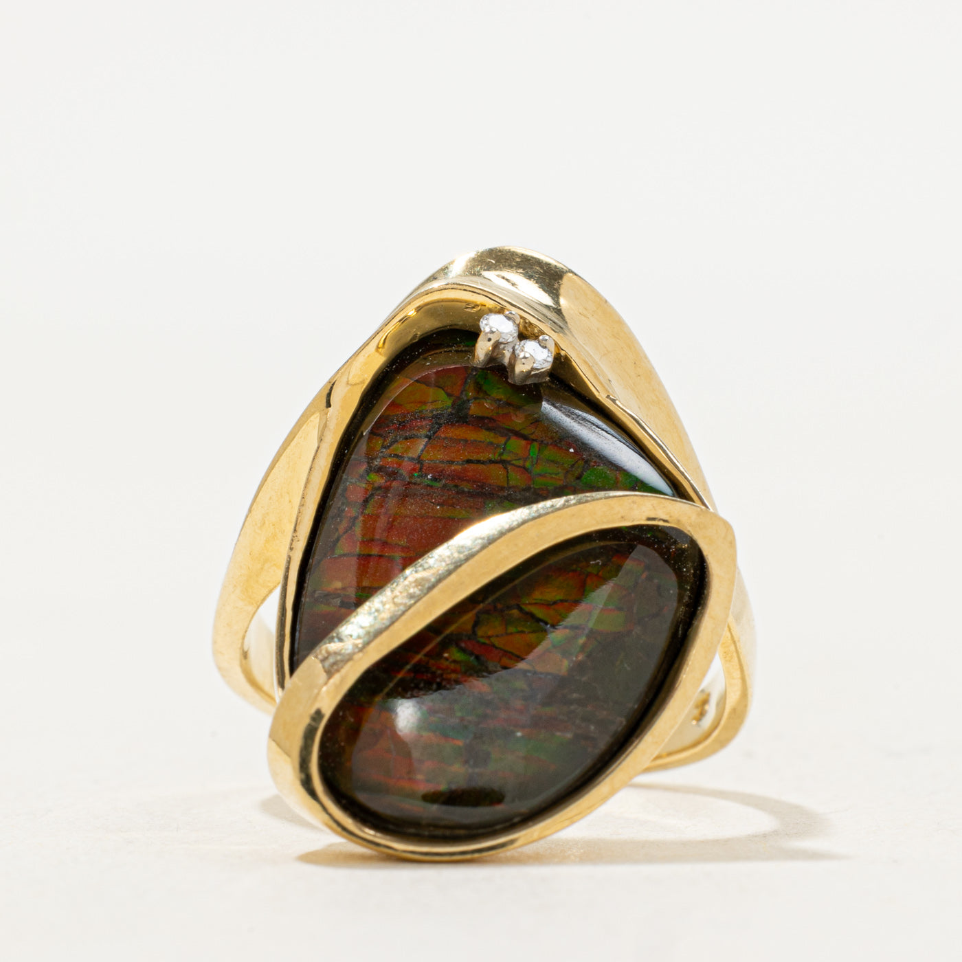 Ammolite & Diamond Cocktail Ring | 6.00ct, 0.02ctw | SZ 6.75 |