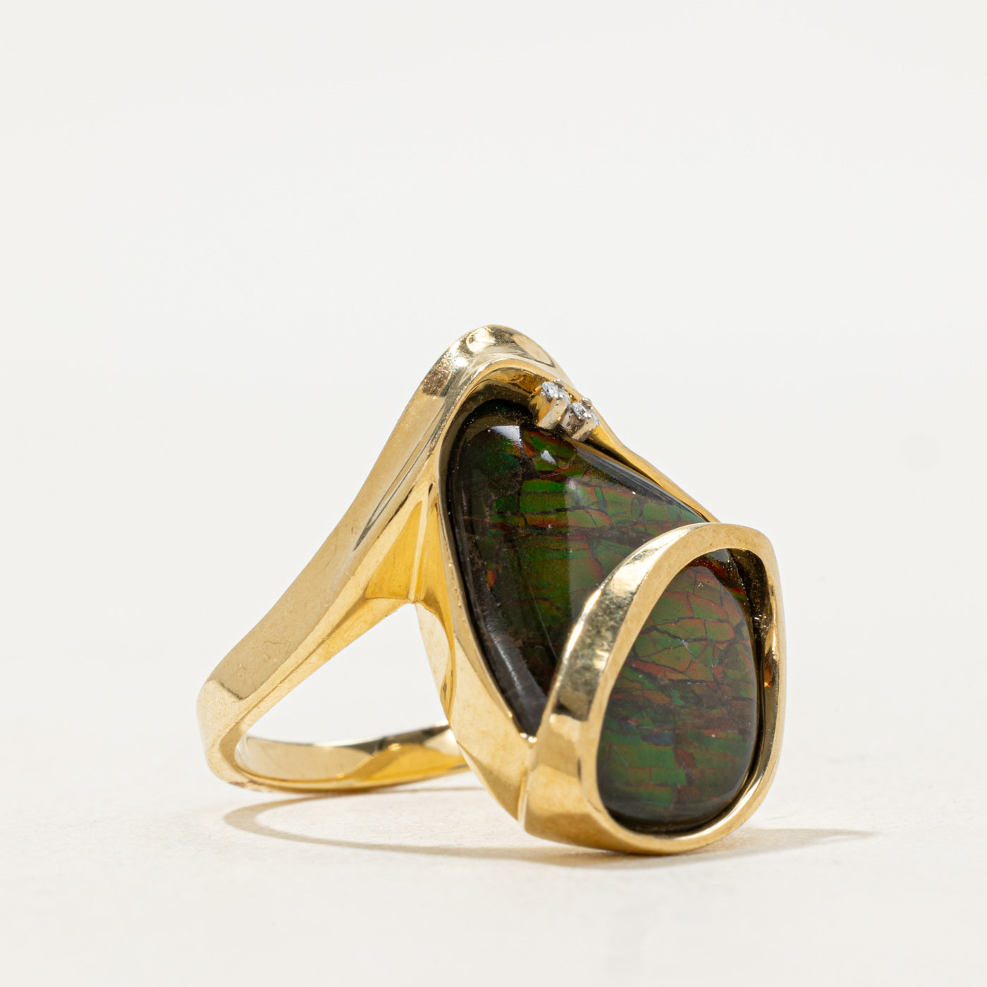 Ammolite & Diamond Cocktail Ring | 6.00ct, 0.02ctw | SZ 6.75 |