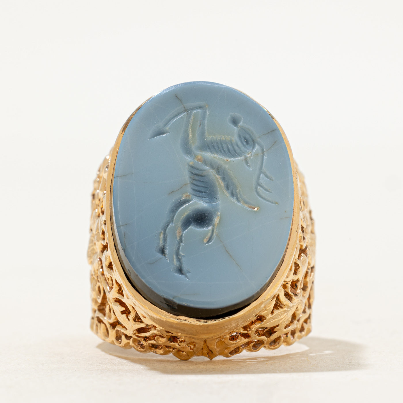 Intaglio Carved Onyx Ring | 11.00ct | SZ 7 |