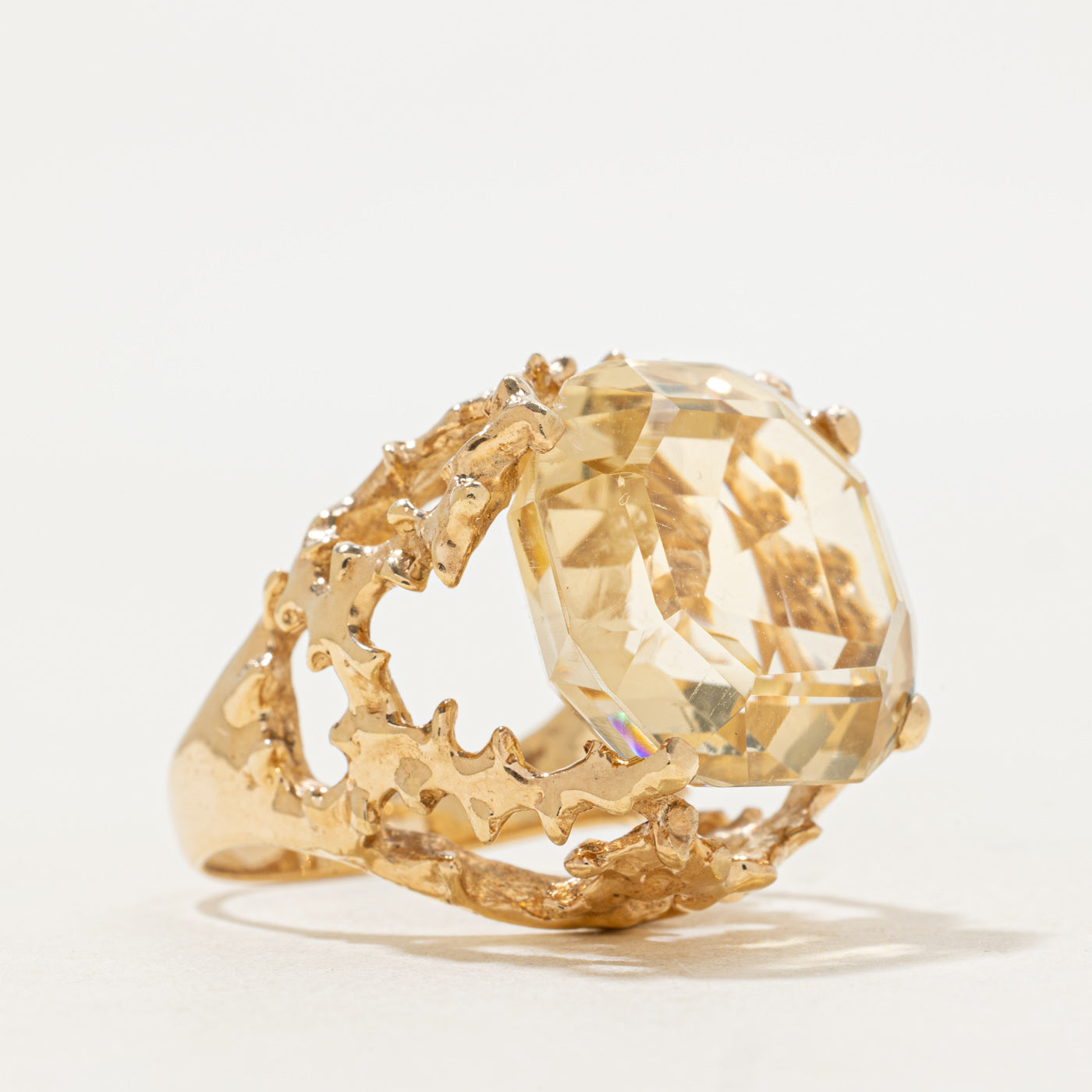 Asscher Cut Citrine Cocktail Ring | 23.00ct | SZ 7 |