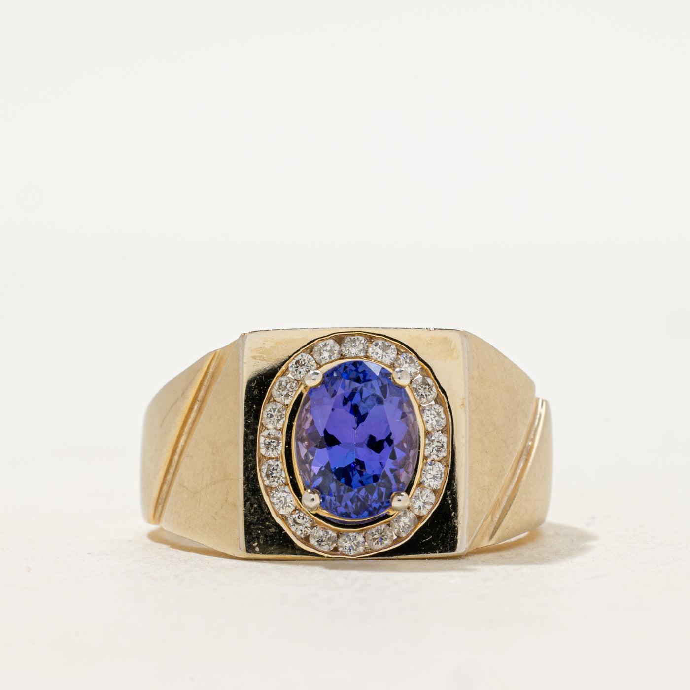 Tanzanite & Diamond Halo Signet Ring | 2.50ct, 0.40ctw | SZ 11.25 |