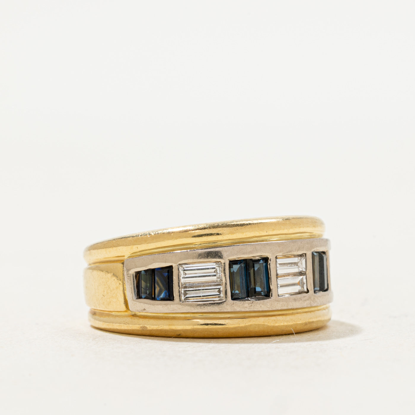 Baguette Cut Sapphire & Diamond Ring | 0.40ctw, 0.30ctw | SZ 6 |