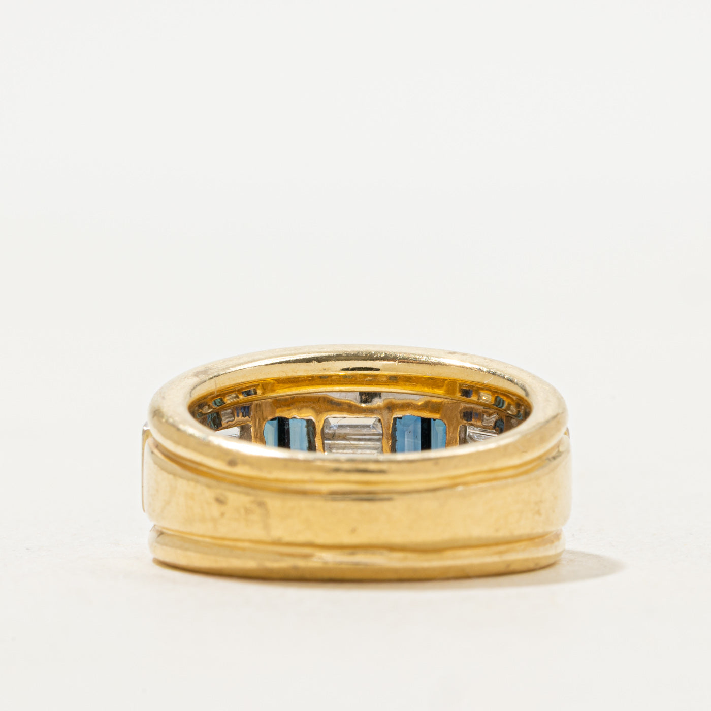 Baguette Cut Sapphire & Diamond Ring | 0.40ctw, 0.30ctw | SZ 6 |