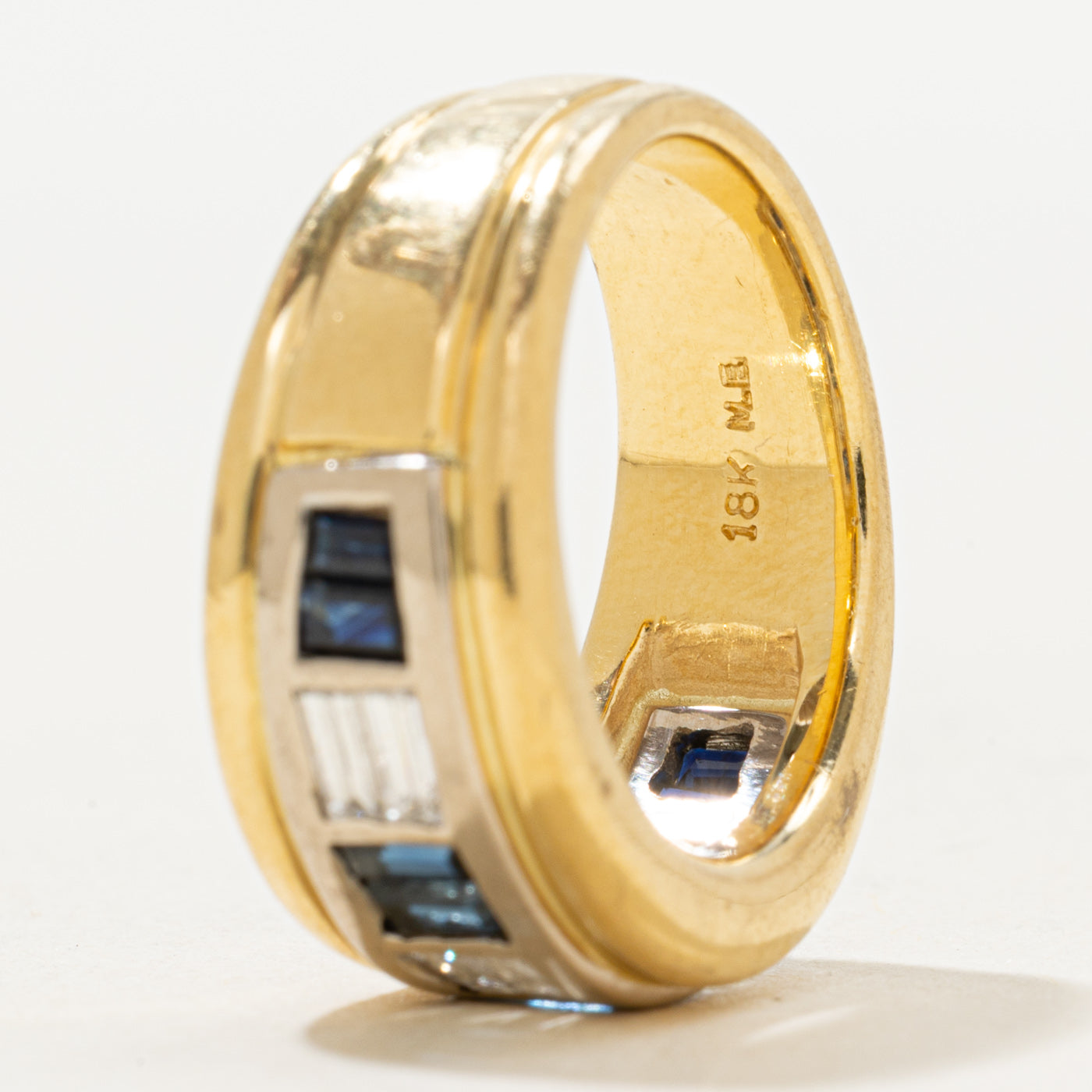 Baguette Cut Sapphire & Diamond Ring | 0.40ctw, 0.30ctw | SZ 6 |