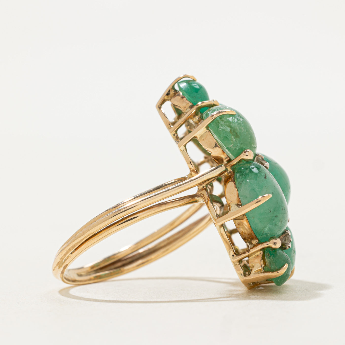Emerald & Diamond Cluster Cocktail Ring | 12.80ctw, 0.11ctw | SZ 8.75 |