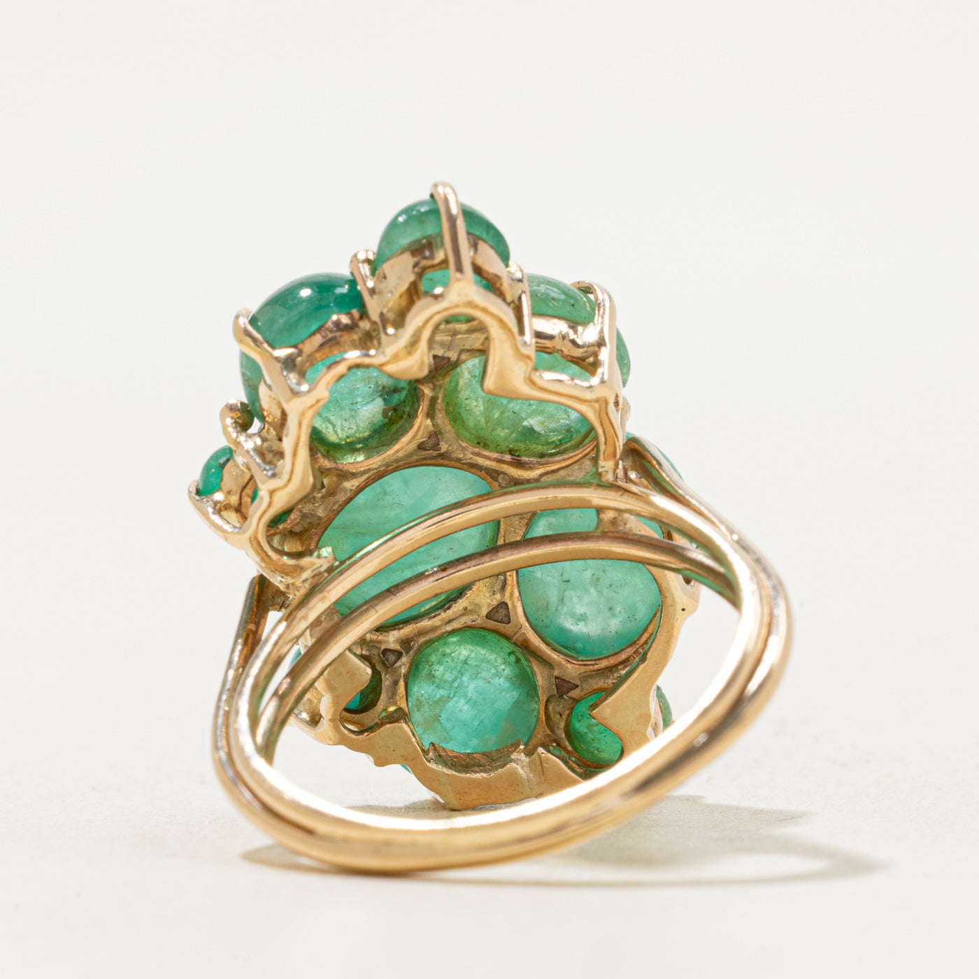 Emerald & Diamond Cluster Cocktail Ring | 12.80ctw, 0.11ctw | SZ 8.75 |