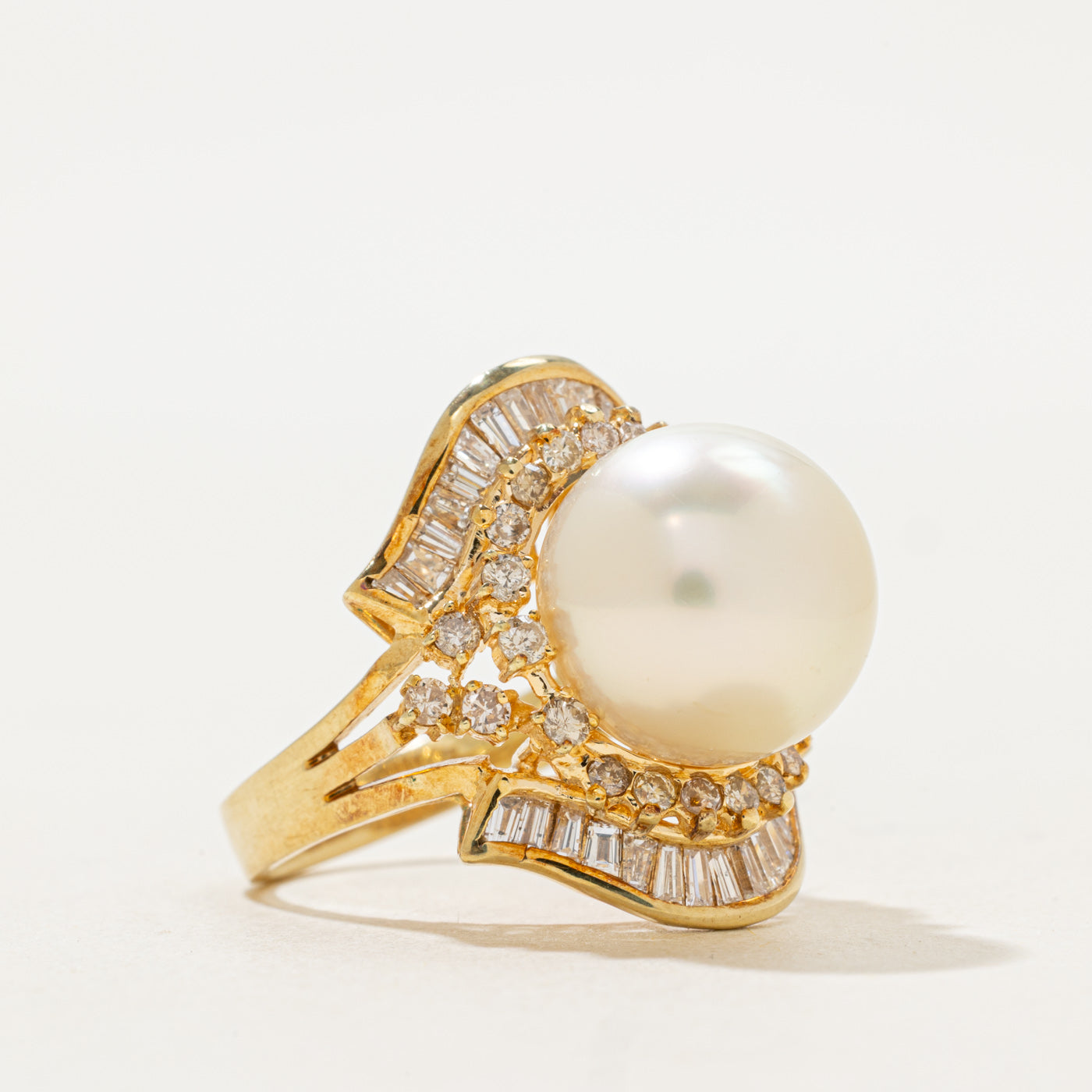 Pearl & Diamond Cocktail Ring | 12.00ct, 1.34ctw | SZ 6 |
