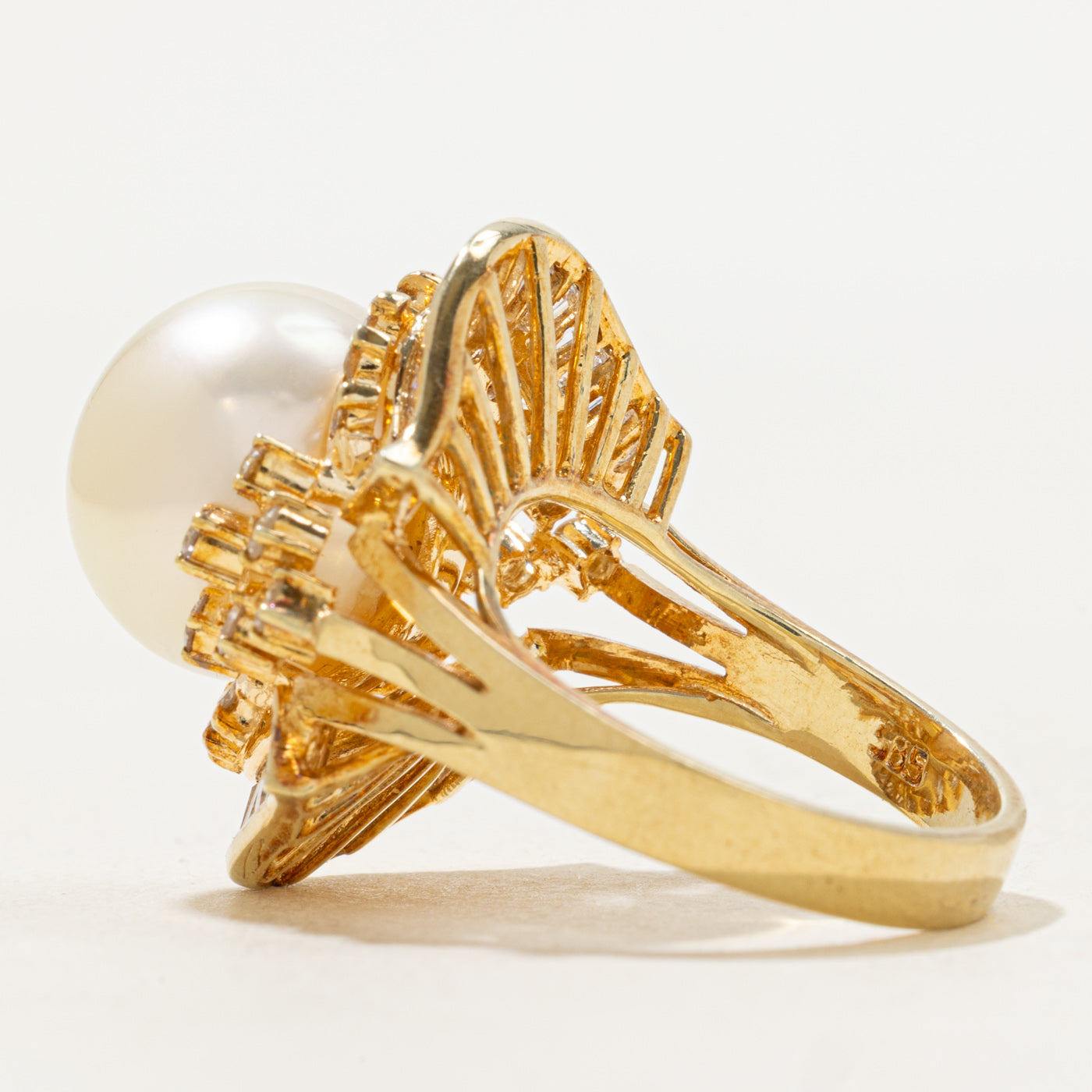 Pearl & Diamond Cocktail Ring | 12.00ct, 1.34ctw | SZ 6 |