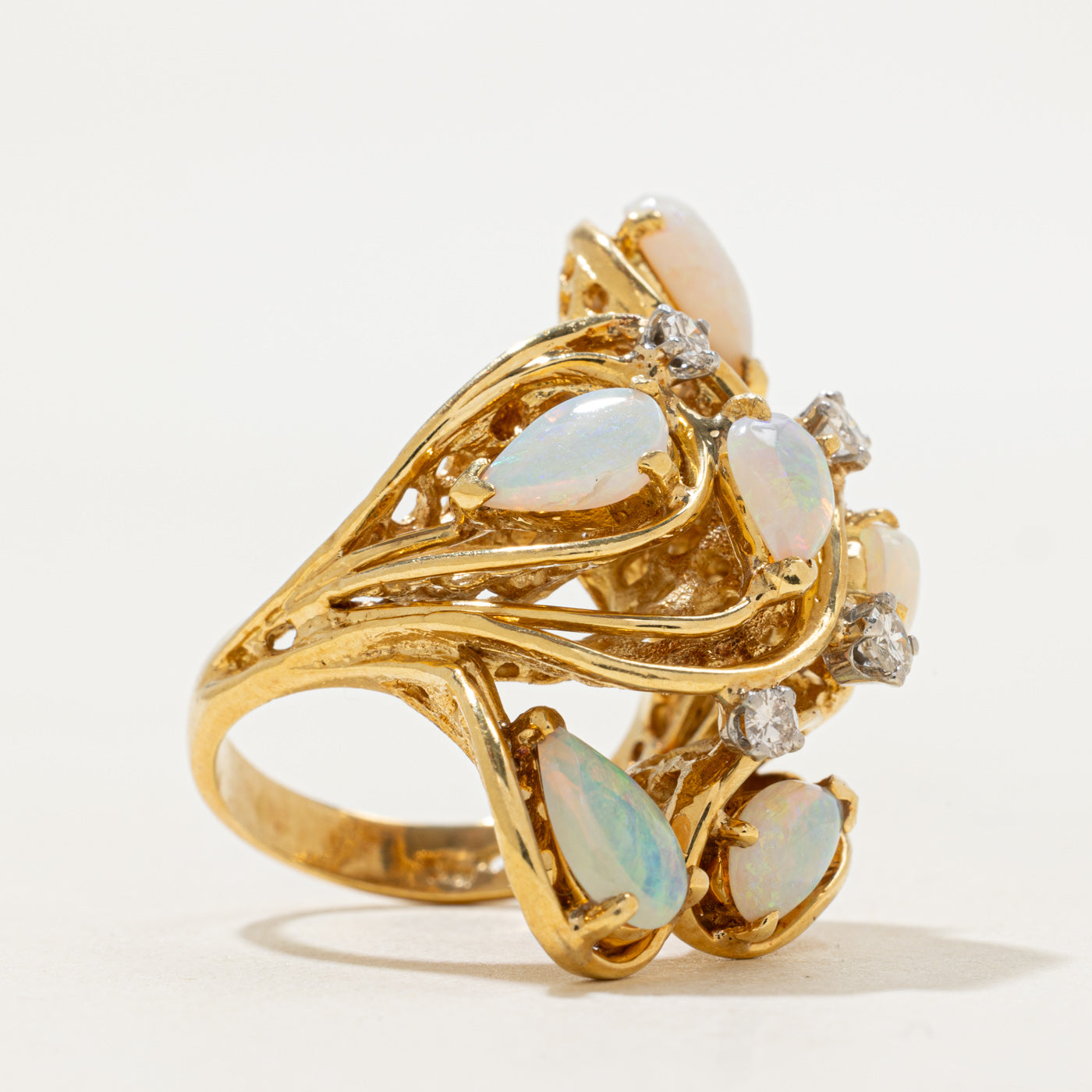 Opal & Diamond Cocktail Ring | 1.80ctw, 0.28ctw | SZ 6 |