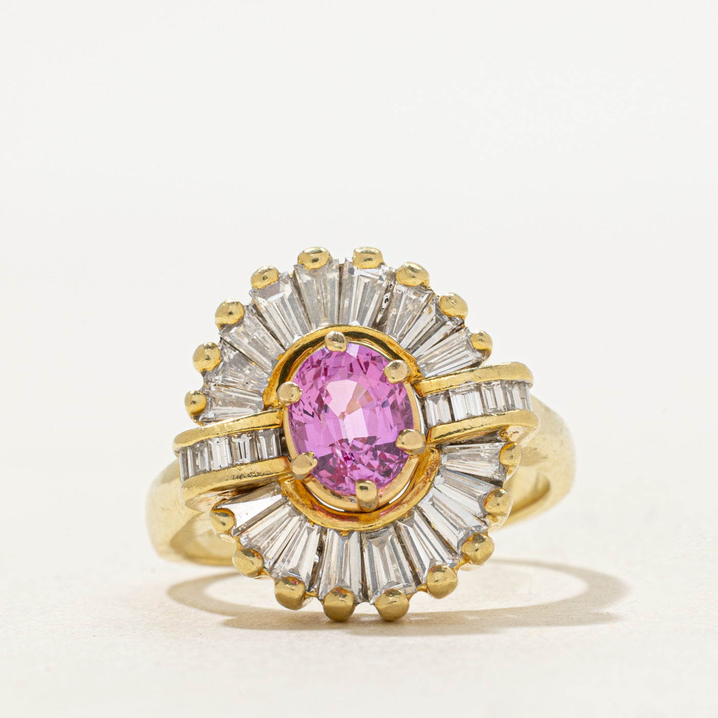 Synthetic Pink Sapphire & Diamond Cocktail Ring | 1.15ct, 0.70ctw | SZ 6.5 |