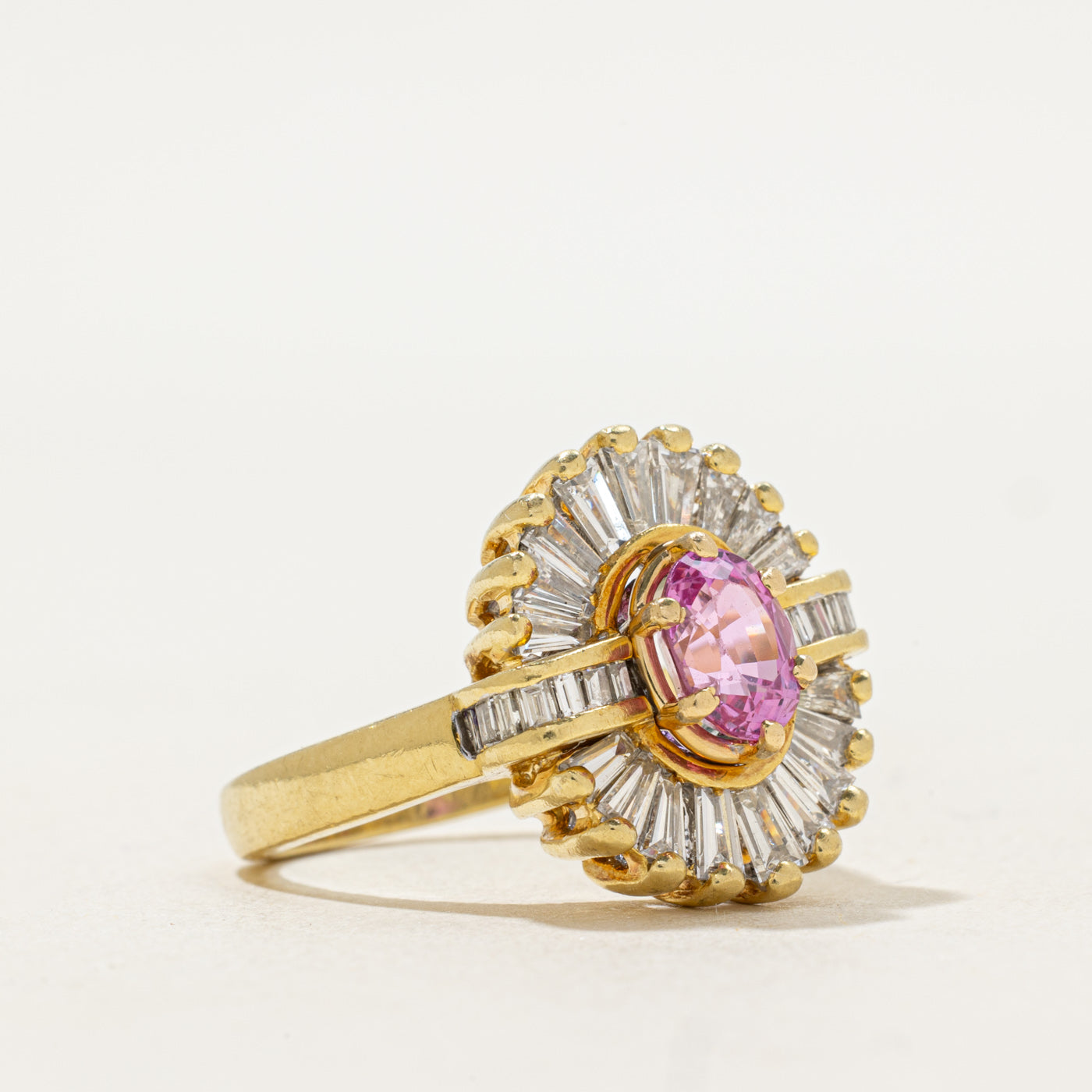 Synthetic Pink Sapphire & Diamond Cocktail Ring | 1.15ct, 0.70ctw | SZ 6.5 |