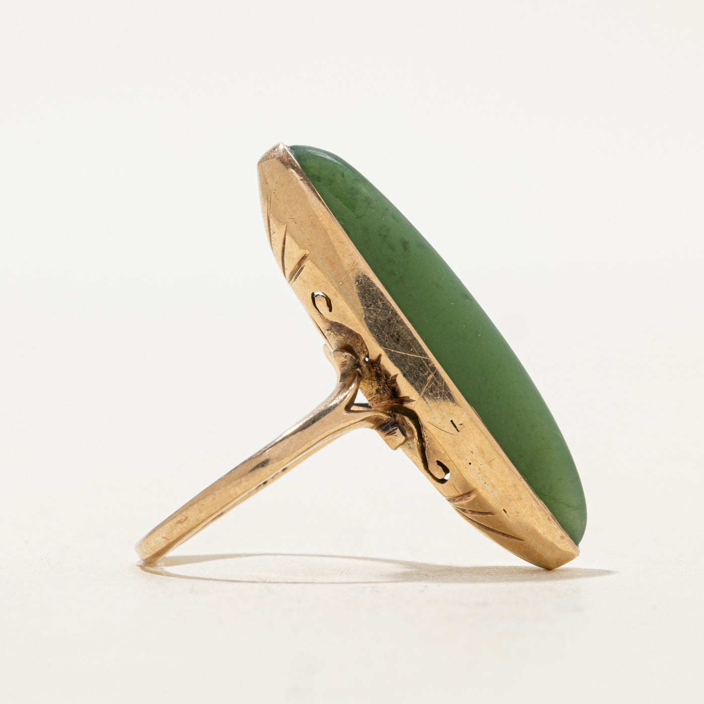 Nephrite Jade Navette Ring | 11.50ct | SZ 7.75 |