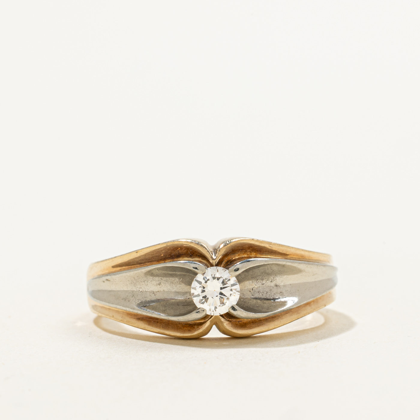 Bague solitaire bicolore en diamant Birks | 0,24 ct | Taille 8 |