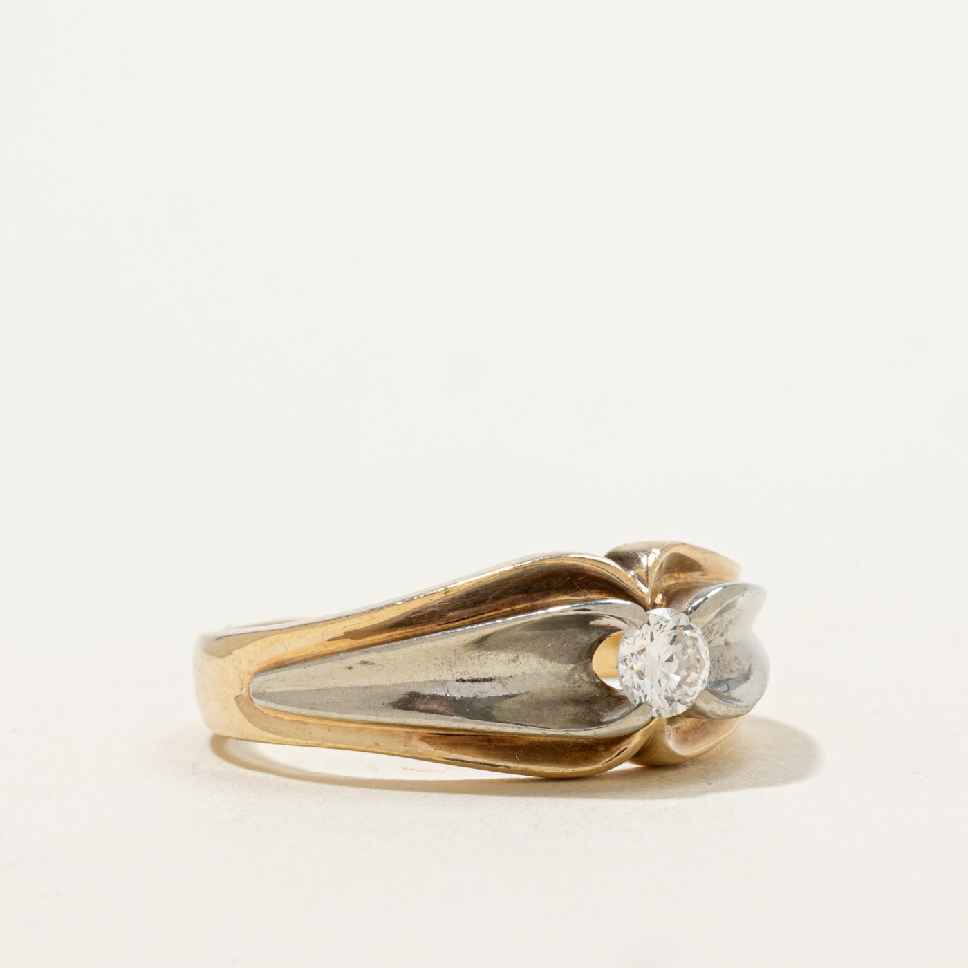 Bague solitaire bicolore en diamant Birks | 0,24 ct | Taille 8 |