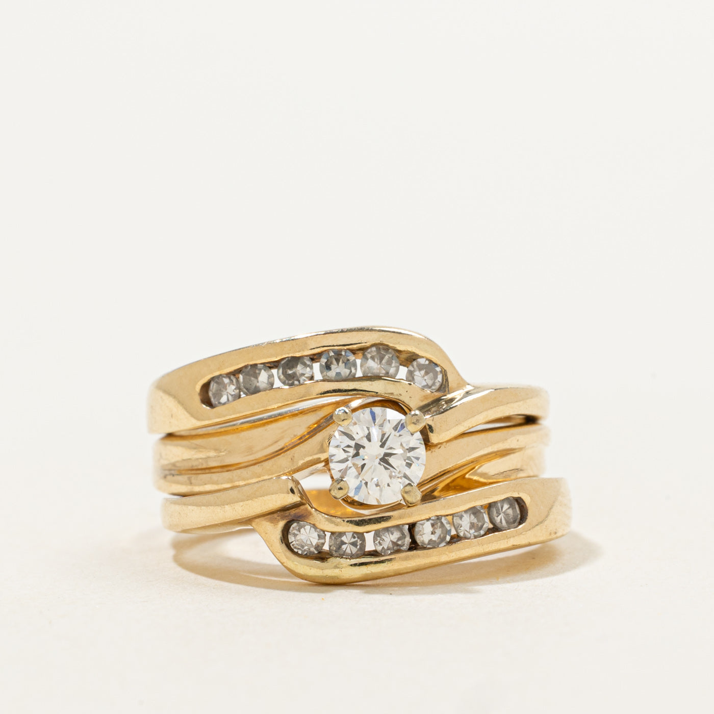 Alliance trois anneaux sertie de diamants Bypass | 0,52 ct | Taille 5 |