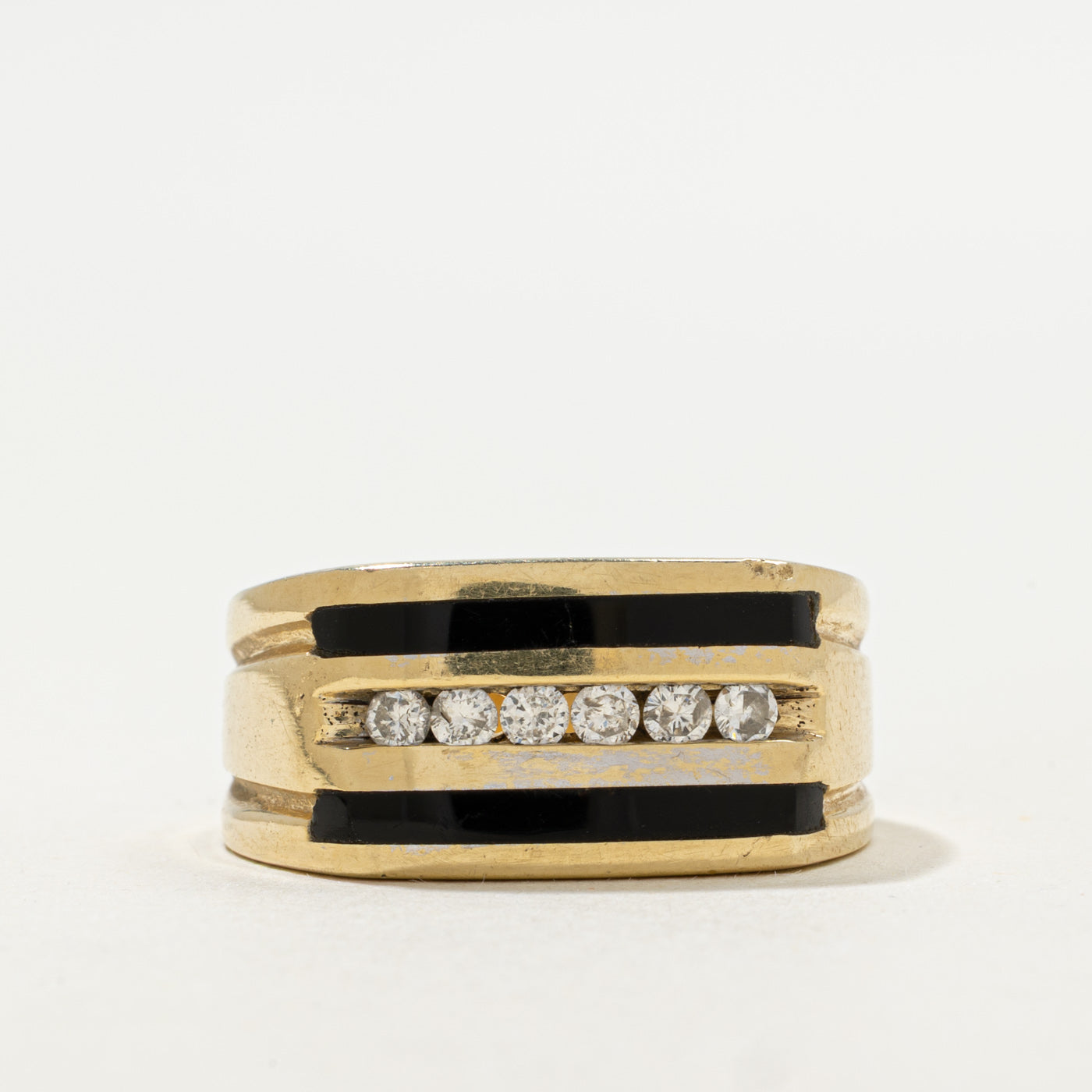 Black Onyx & Diamond Signet Ring | 1.00ctw, 0.28ctw | SZ 10.25 |