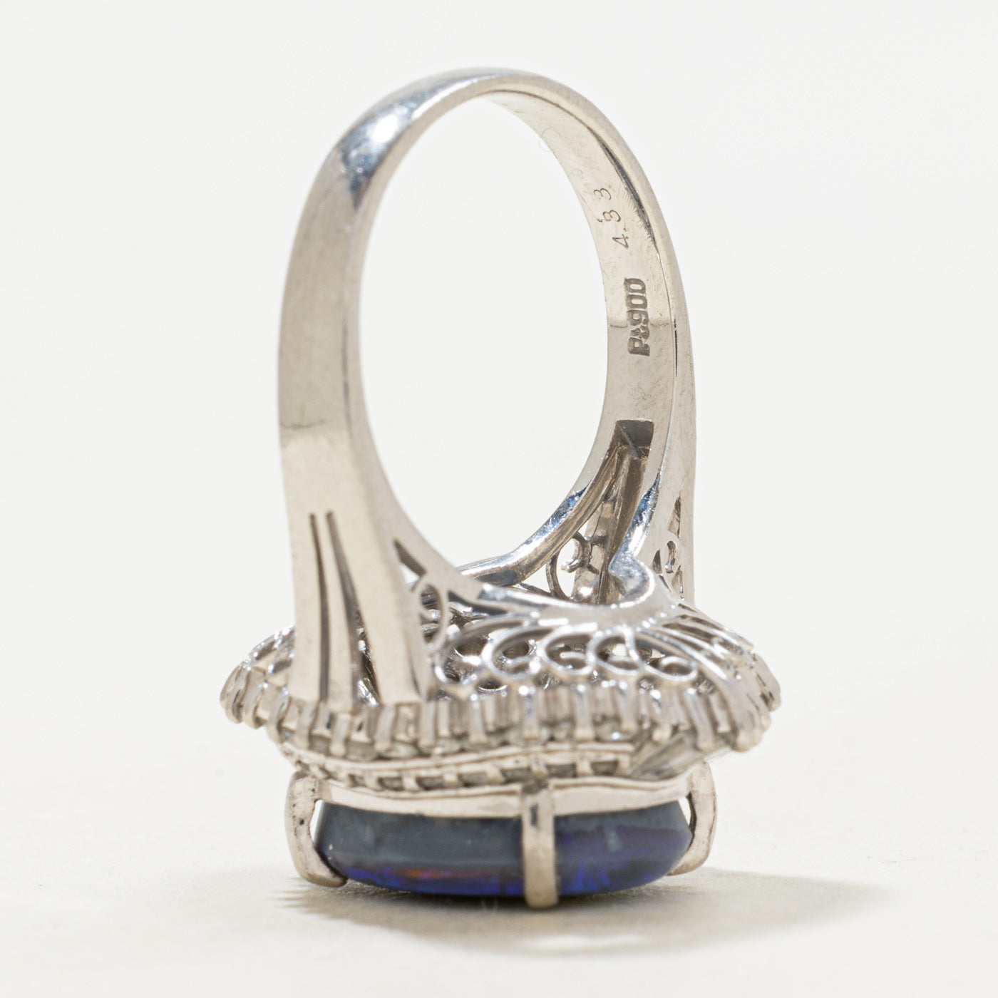 Platinum Opal & Diamond Halo Cocktail Ring | 4.33ct, 0.95ctw | SZ 6.25