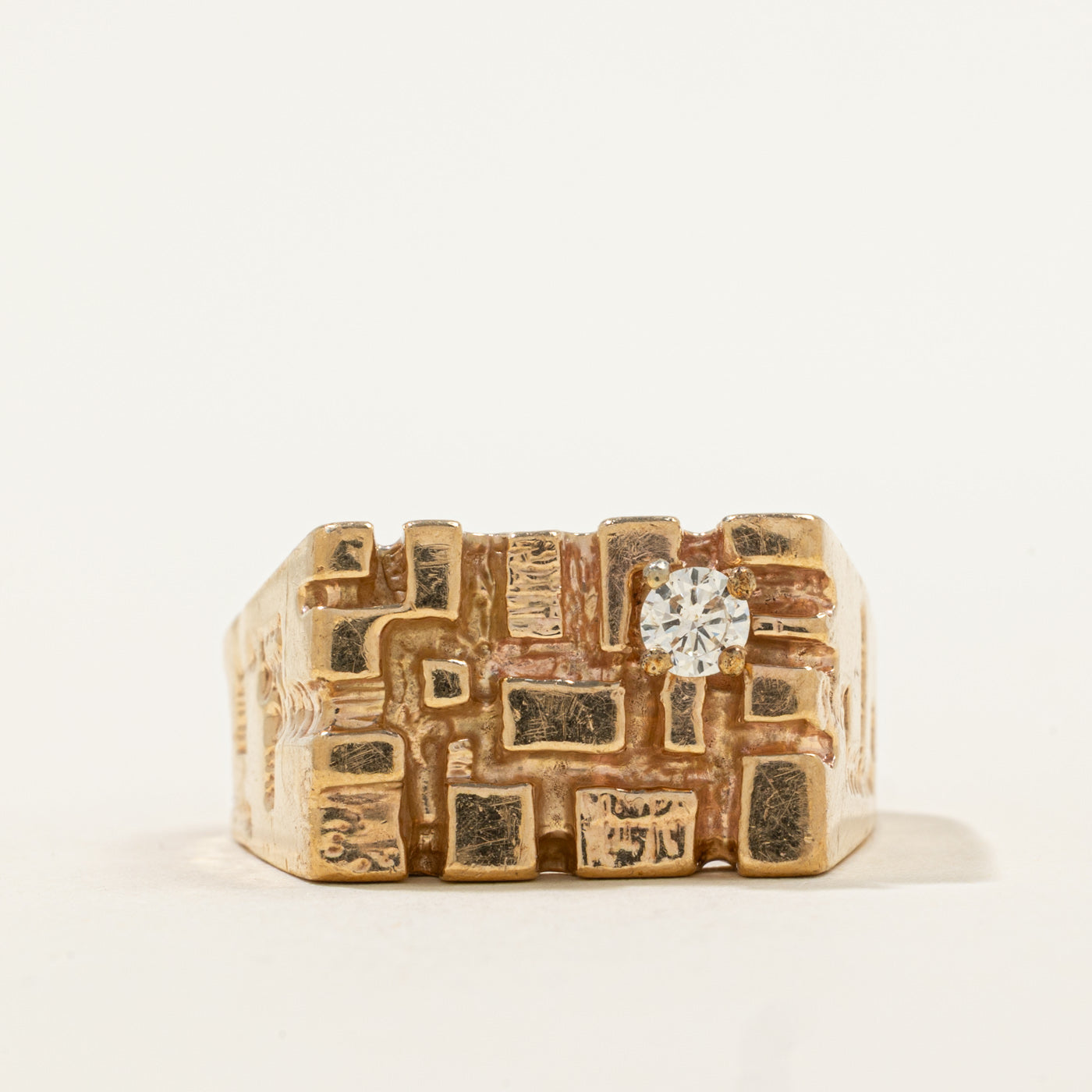 Textured Flat Edge Diamond Ring | 0.17ct | SZ 11.25 |