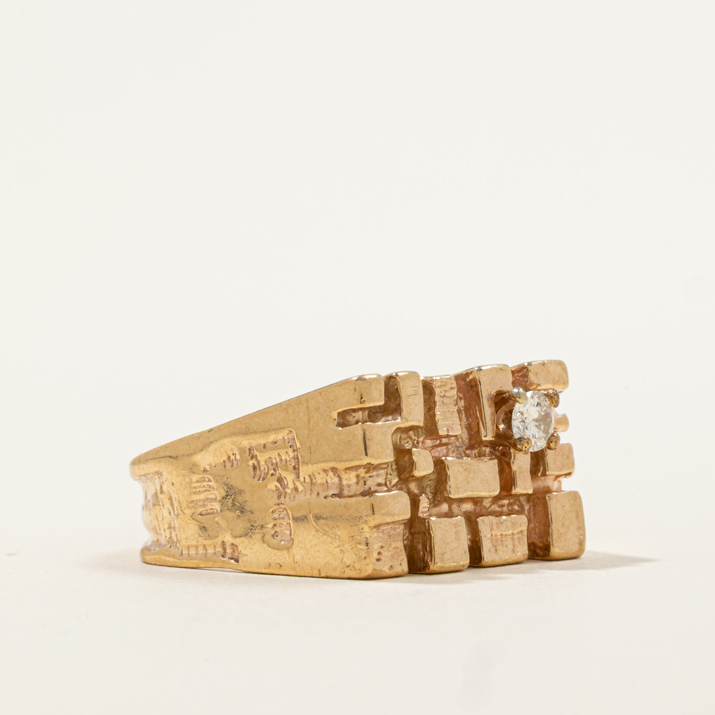 Textured Flat Edge Diamond Ring | 0.17ct | SZ 11.25 |