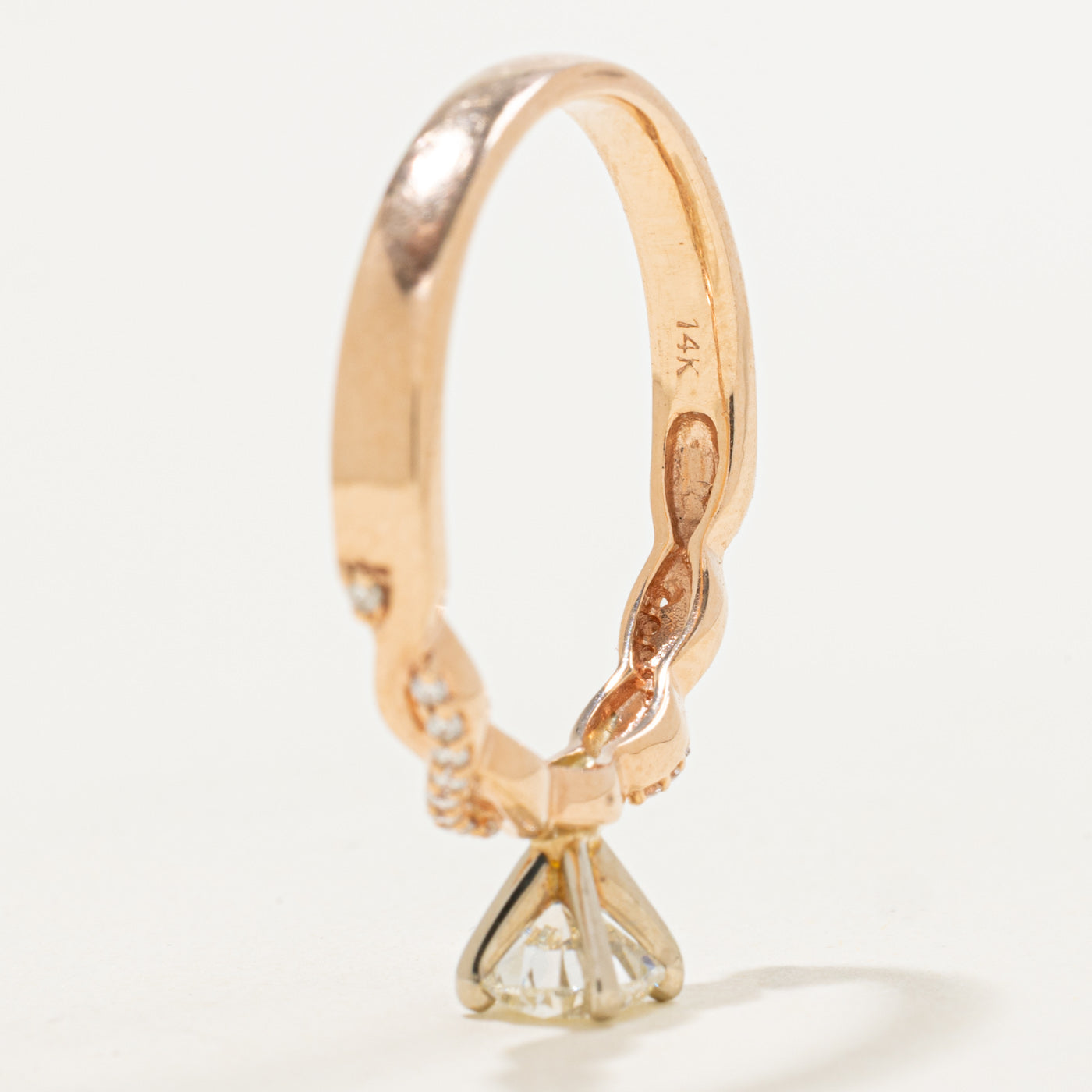 Diamond Solitaire Twisted 14k Ring | 0.73ct, 0.1ctw | SZ 9.25 |