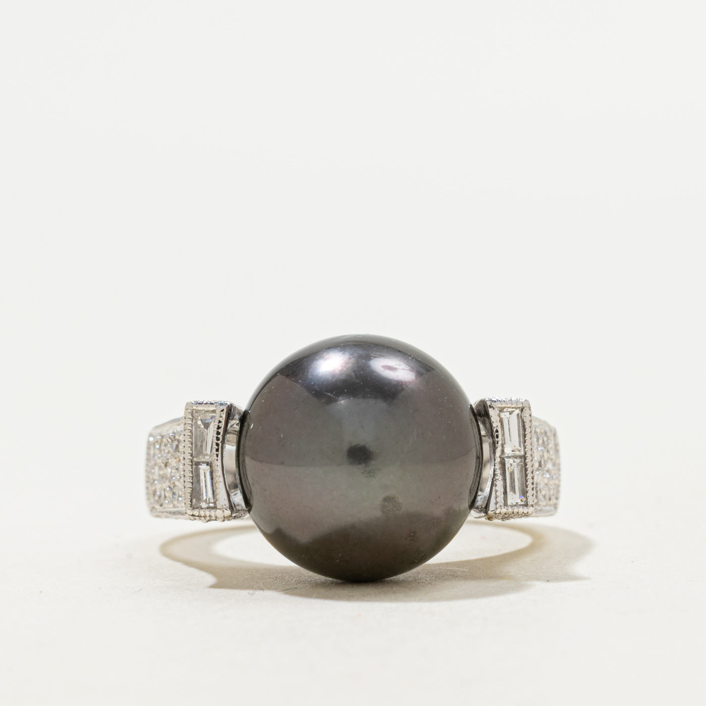 Tahitian South Sea Pearl & Diamond Cocktail Ring | 0.68ctw | SZ 7 |