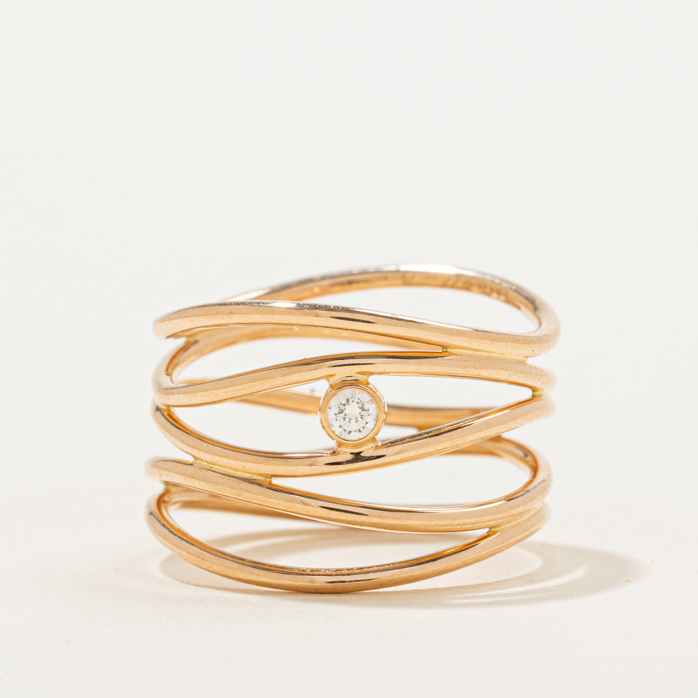 Bague en diamants Elsa Peretti Wave à cinq rangs « Tiffany & Co » | 0,05 ct | Taille 6,25 |