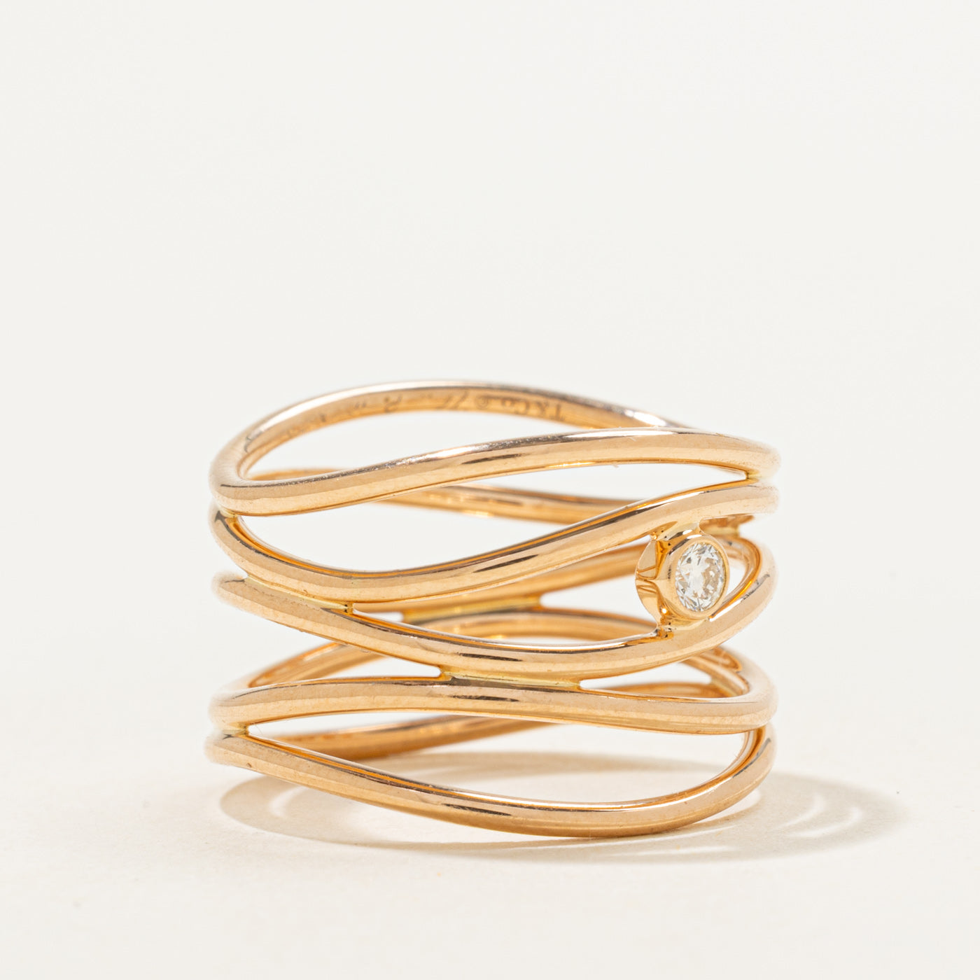 Bague en diamants Elsa Peretti Wave à cinq rangs « Tiffany & Co » | 0,05 ct | Taille 6,25 |