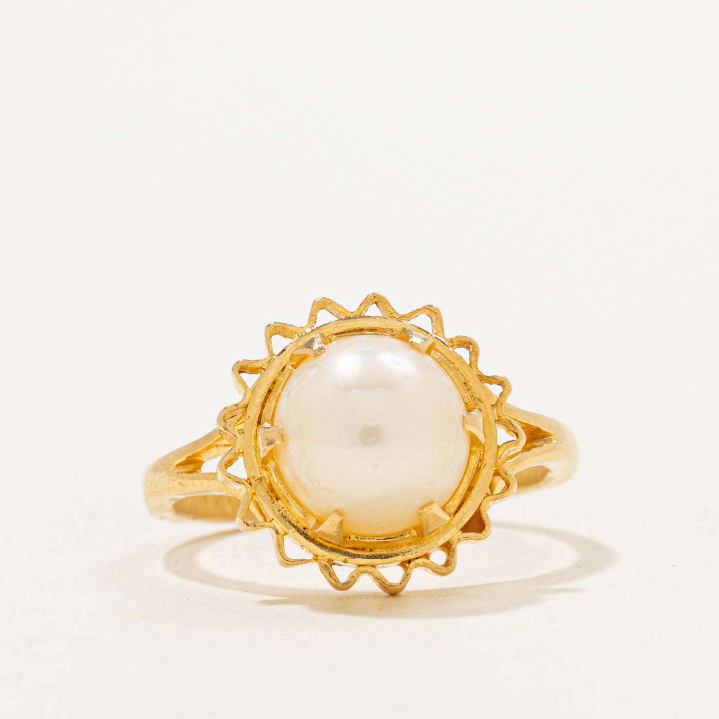 Wavy Halo Pearl Cocktail Ring | 4.34ct | SZ 8.25 |