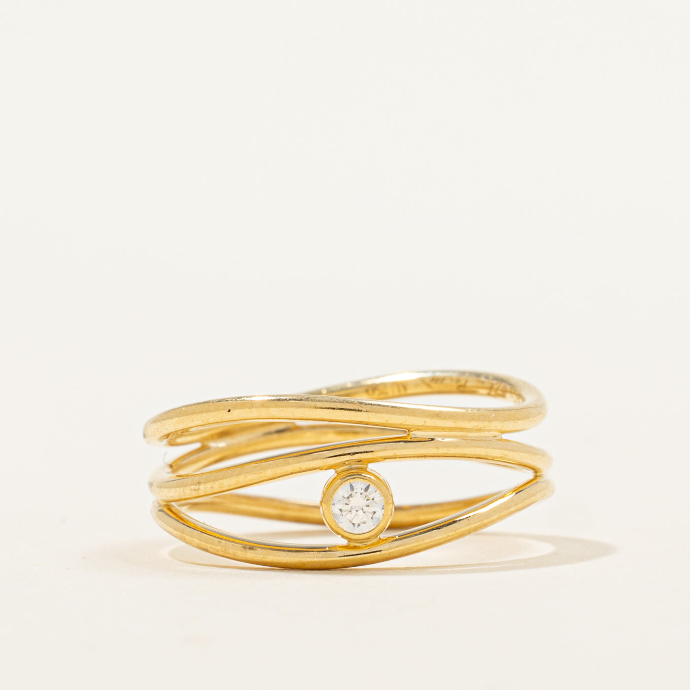 'Tiffany & Co' Elsa Peretti Wave Three Row Diamond Ring | 0.05ct | SZ 4.5 |