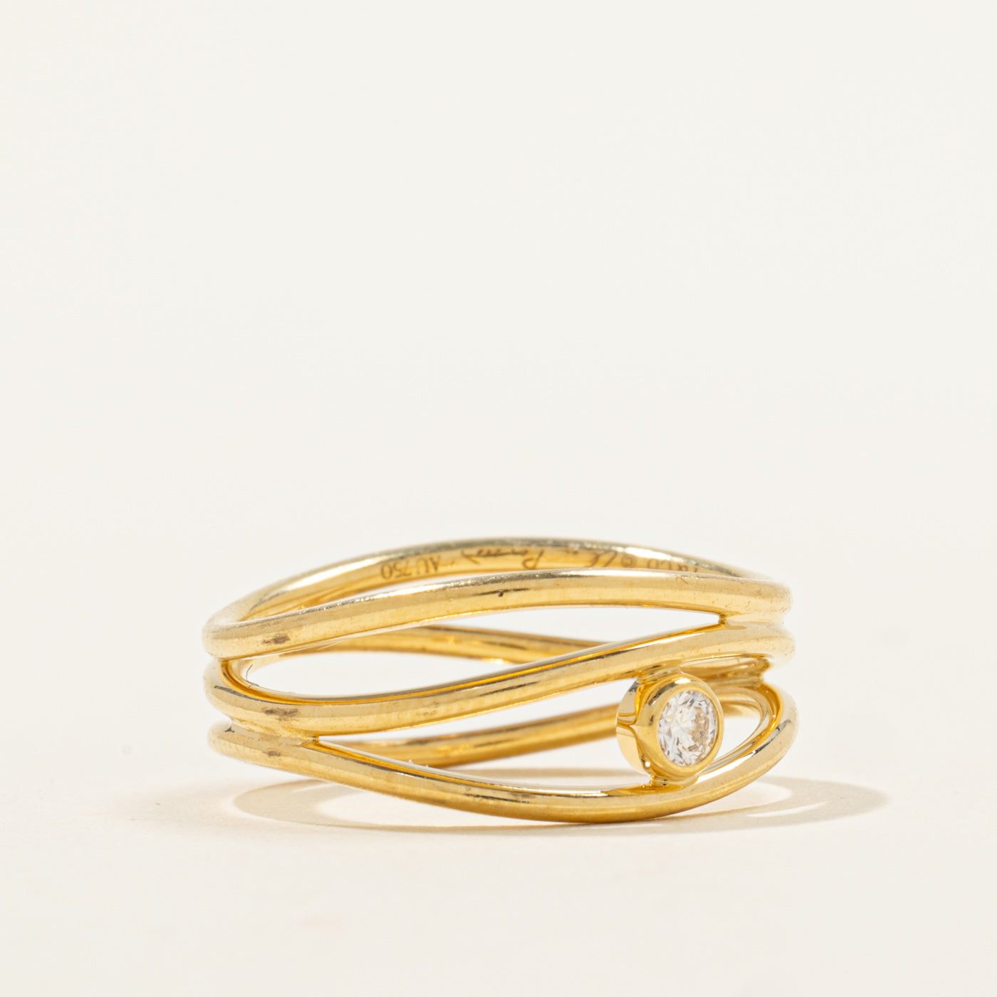 'Tiffany & Co' Elsa Peretti Wave Three Row Diamond Ring | 0.05ct | SZ 4.5 |