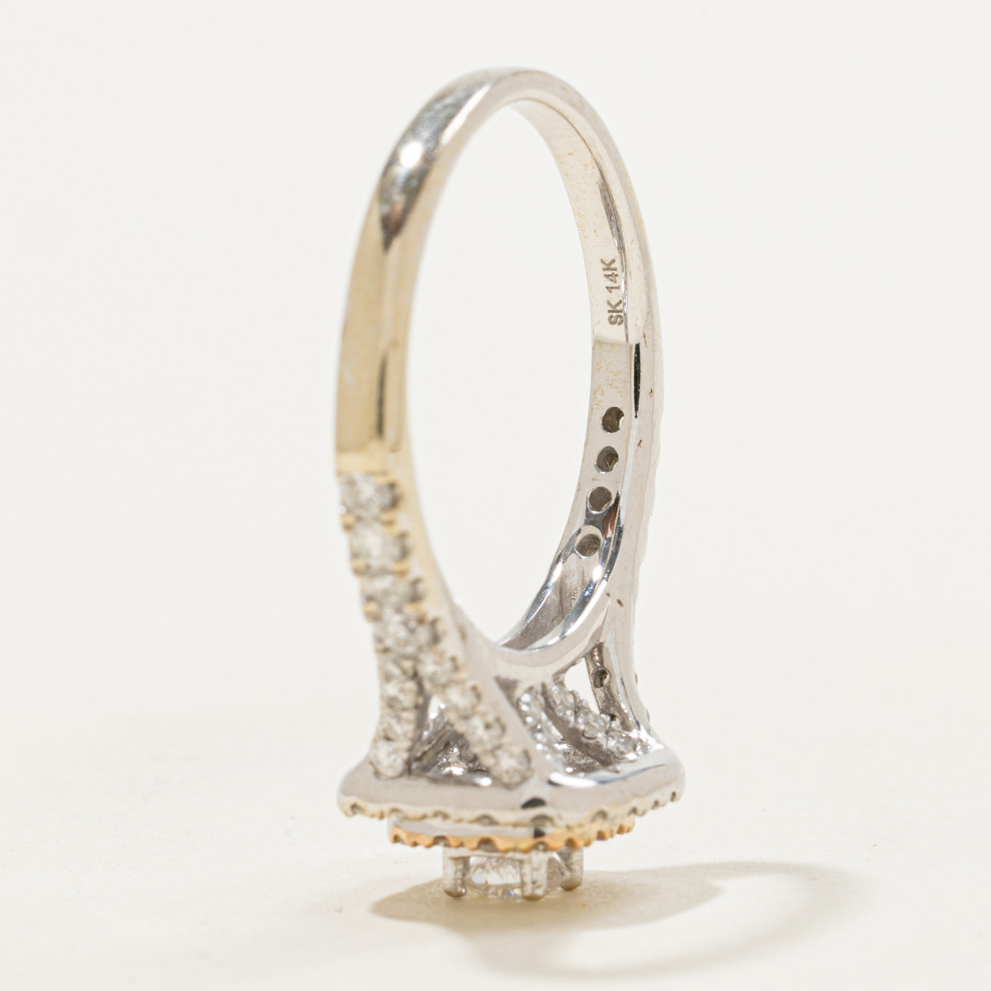 Bague de fiançailles bicolore à double halo | 0,76 ct | Taille 6,5 |